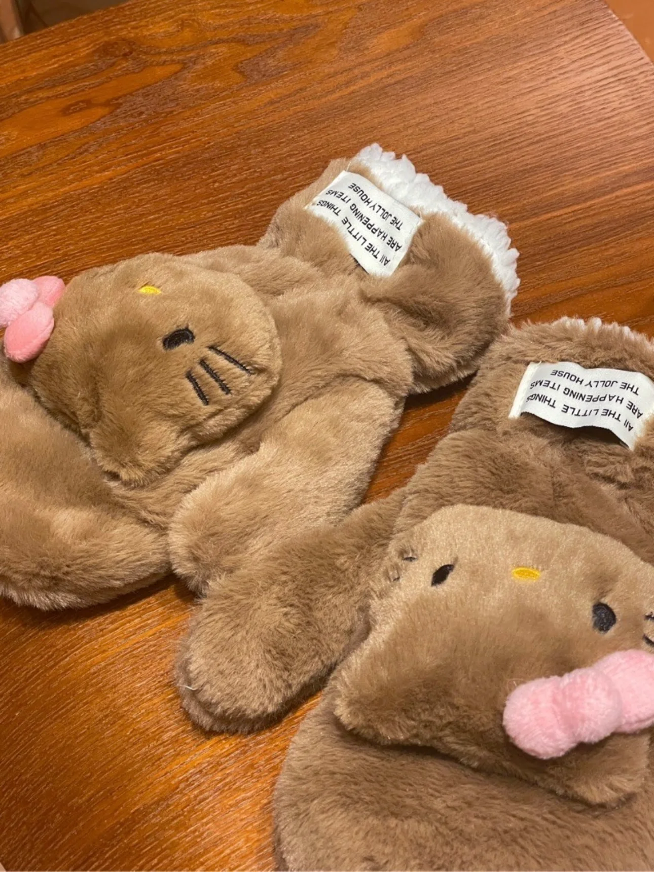 KT Cute Full Finger Gloves Fluffy Plush Winter Warm Mittens Hand Warmer for Women Teenager Girls