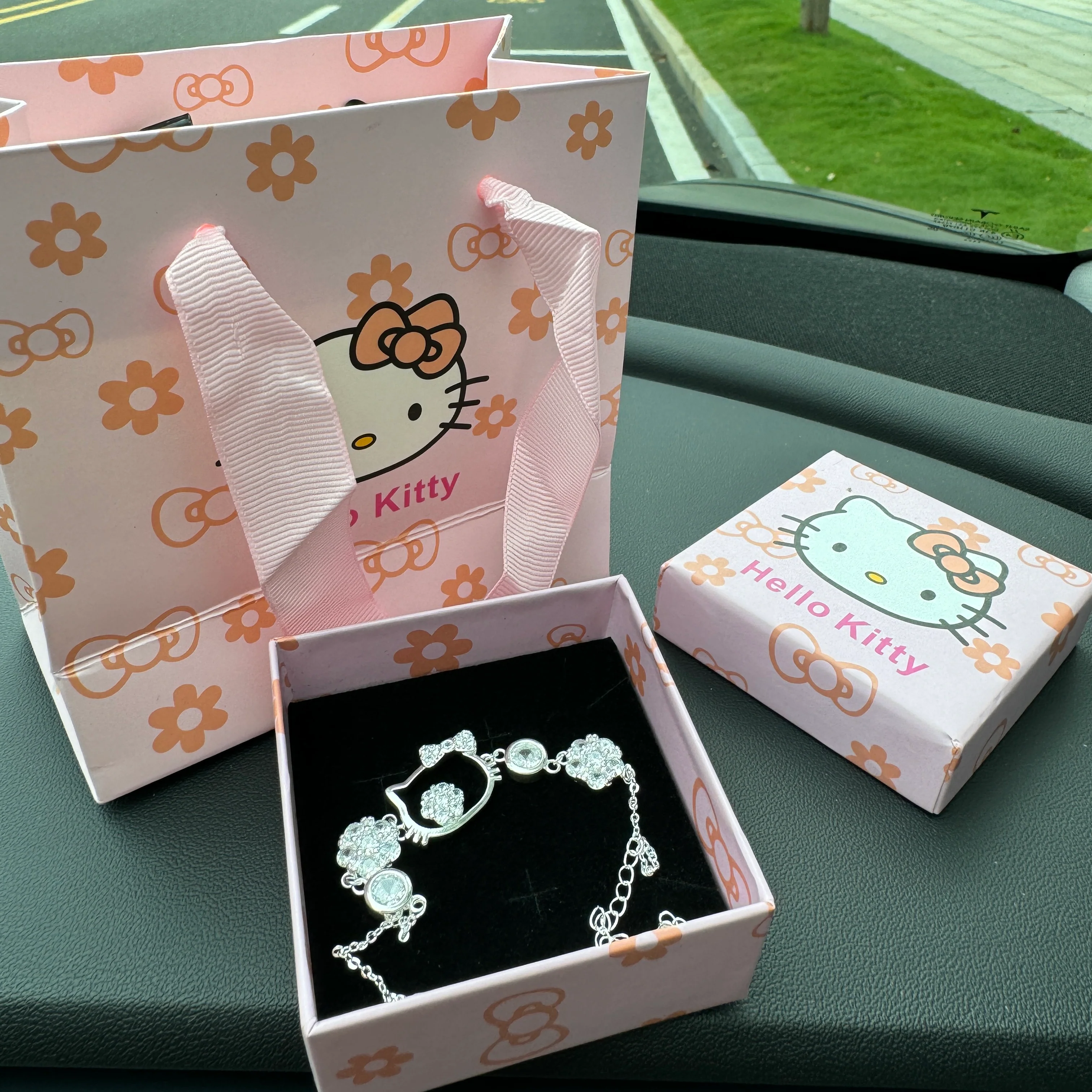 KT Sterling Silver Cute Bracelet with Crystal | Birthday Christmas Jewelry Gifts for Women Girls