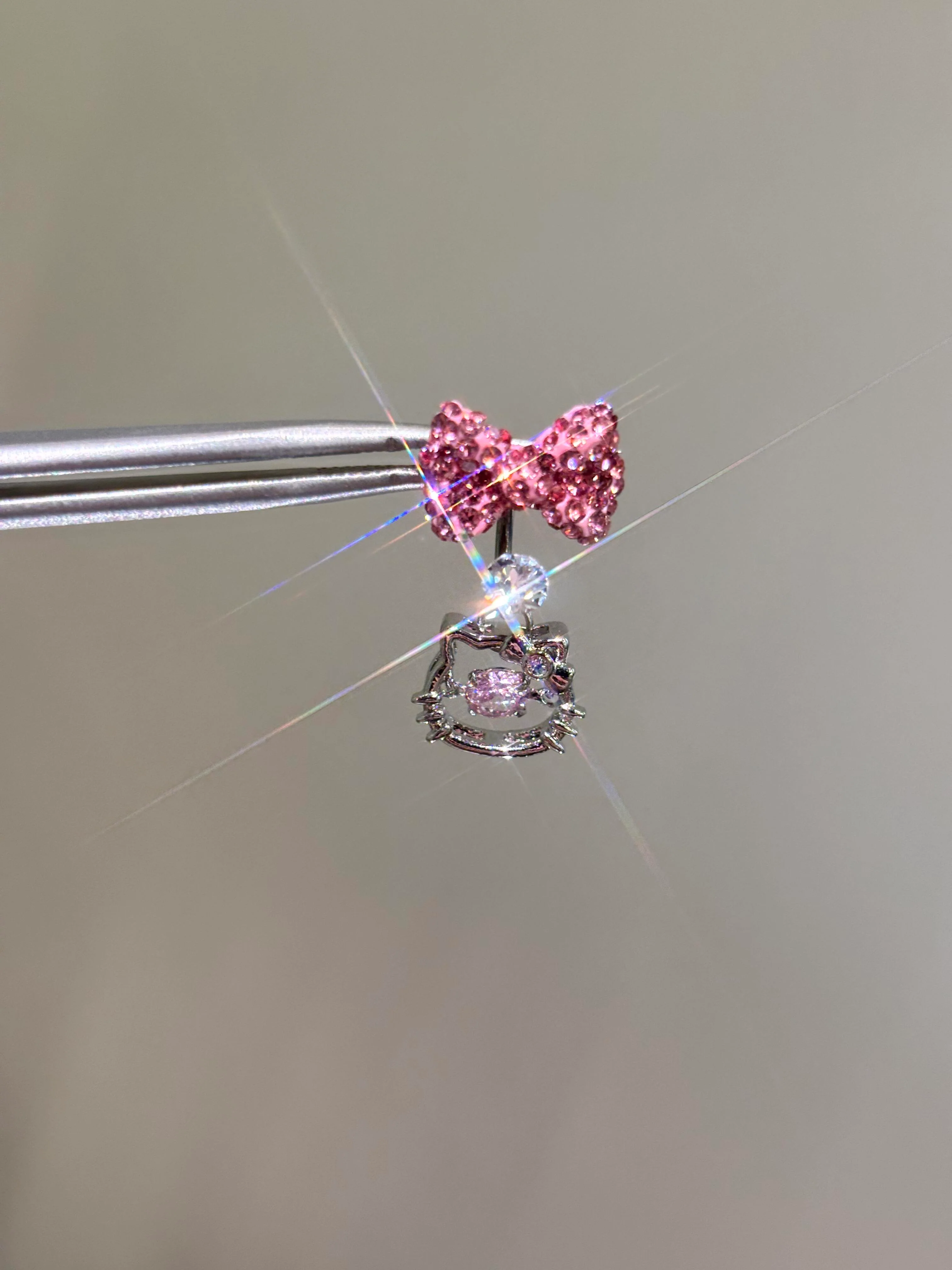 Hellokitty Pendant Pink bow Cute Rhinestone Earring