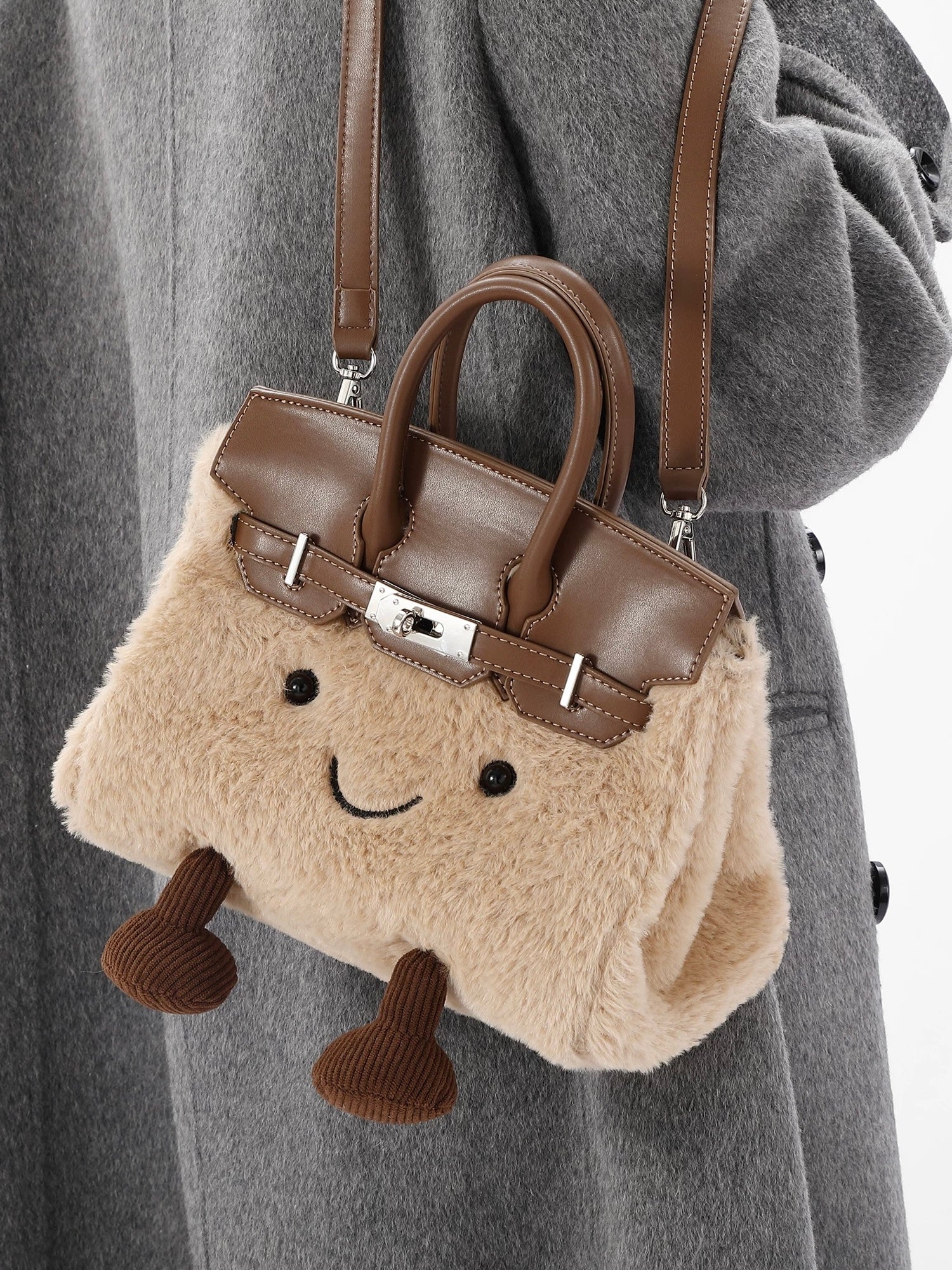【PRE-BLACK FRIDAY DEALS】Plush Fluffy Bag Handbags Shoulder Bag Top Handle Satchel Tote Work Bag
