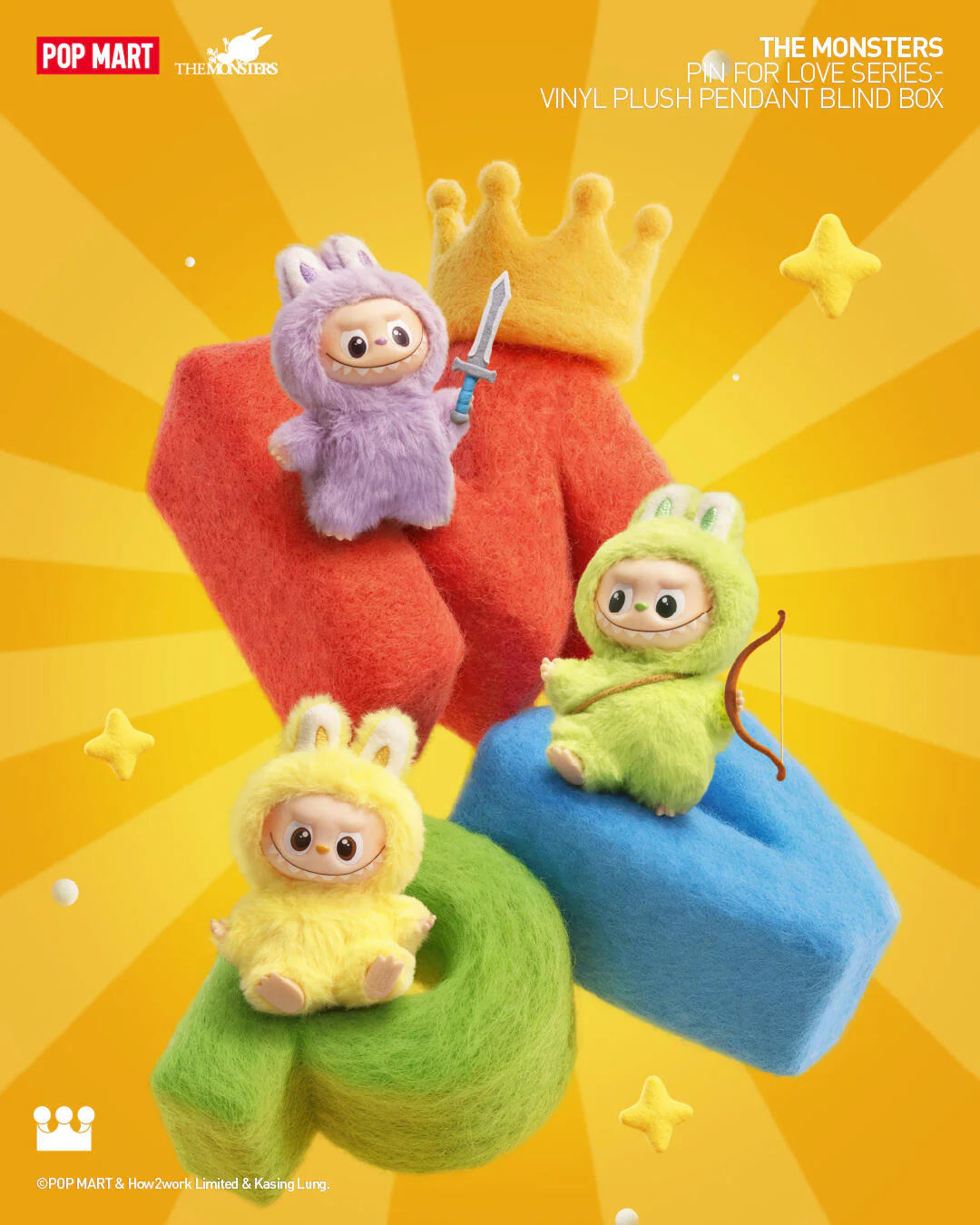 Mini Labubu Pin for Love Series Vinyl Plush Pendant Blind Box