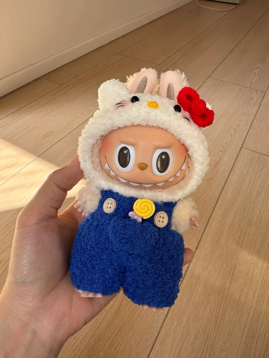 Handmade Knitting Hellokitty outfit clothes for 17cm Labubu