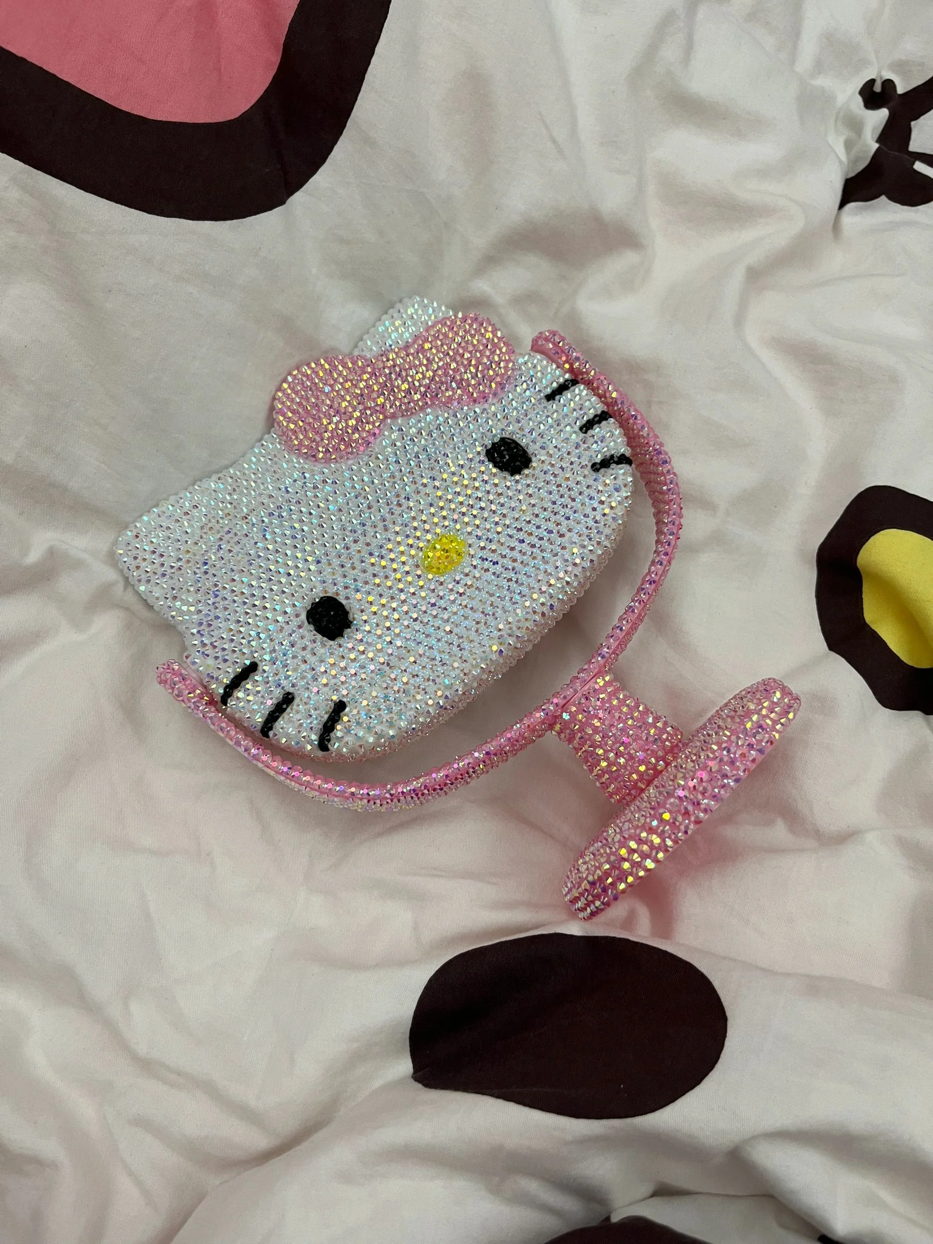 KT Bling Bling Tabletop Swivel Vanity Mirror Sparkly Compact Mirror Handmade Crystals