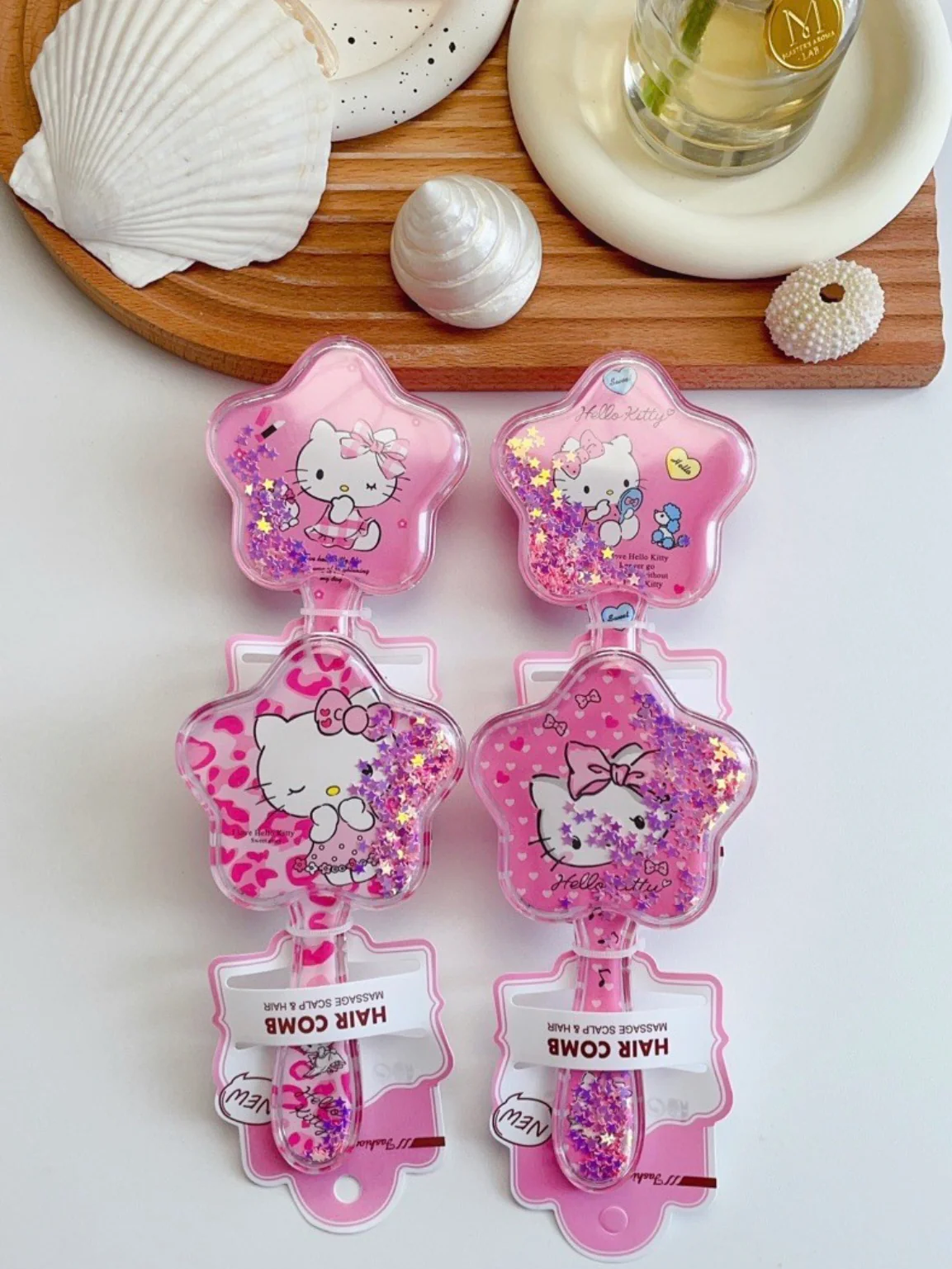 Hellokitty Cute Hair Brush Anti-Static Toddler Comb Hair Brush with Air Cushion Detangler Brush For Adults & Kids Any Hair