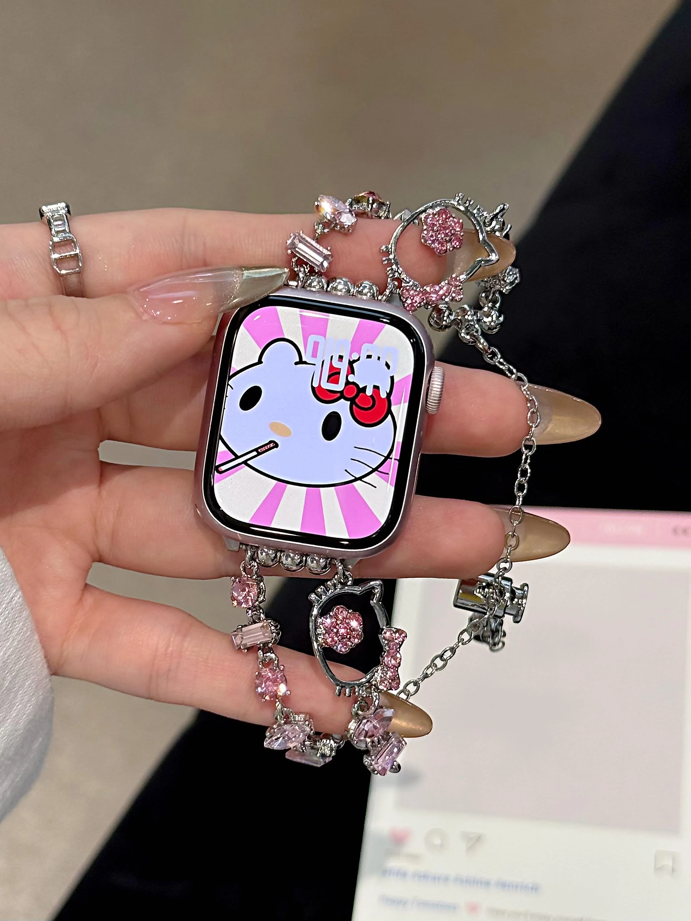 Hellokitty Shape Jewelry Metal Apple Watch Band Strap Bands Bracelet Wristband for iWatch Series
