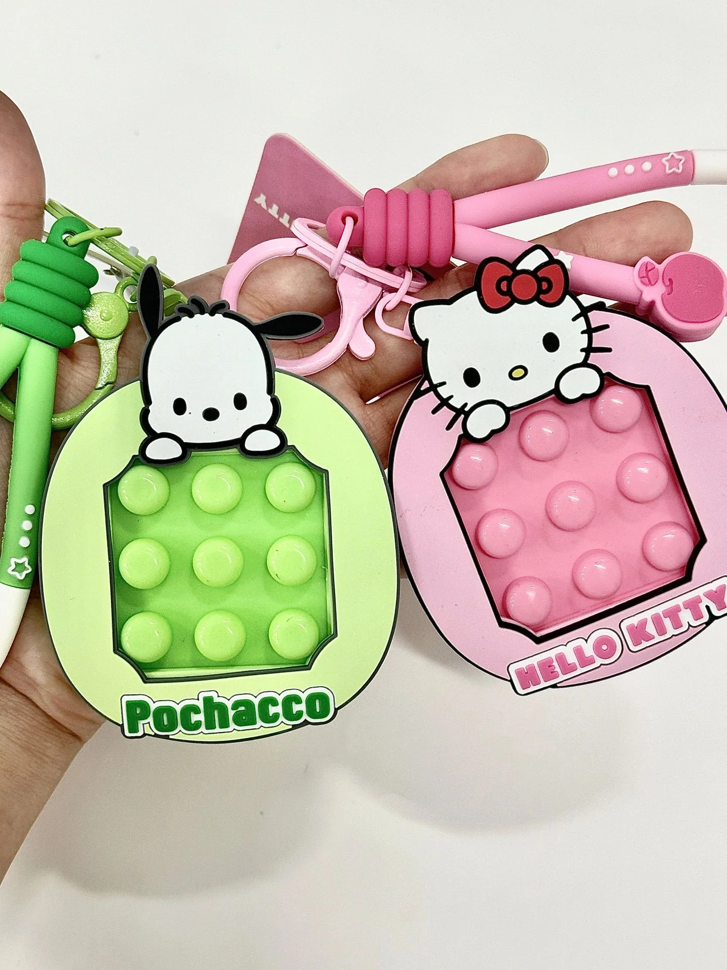 Sanrio Pop Fidget Sensory Toys keychains, Autism Special Needs Stress Relief Silicone Pressure Relieving Toys Squeeze Toys for Kids Children Adults