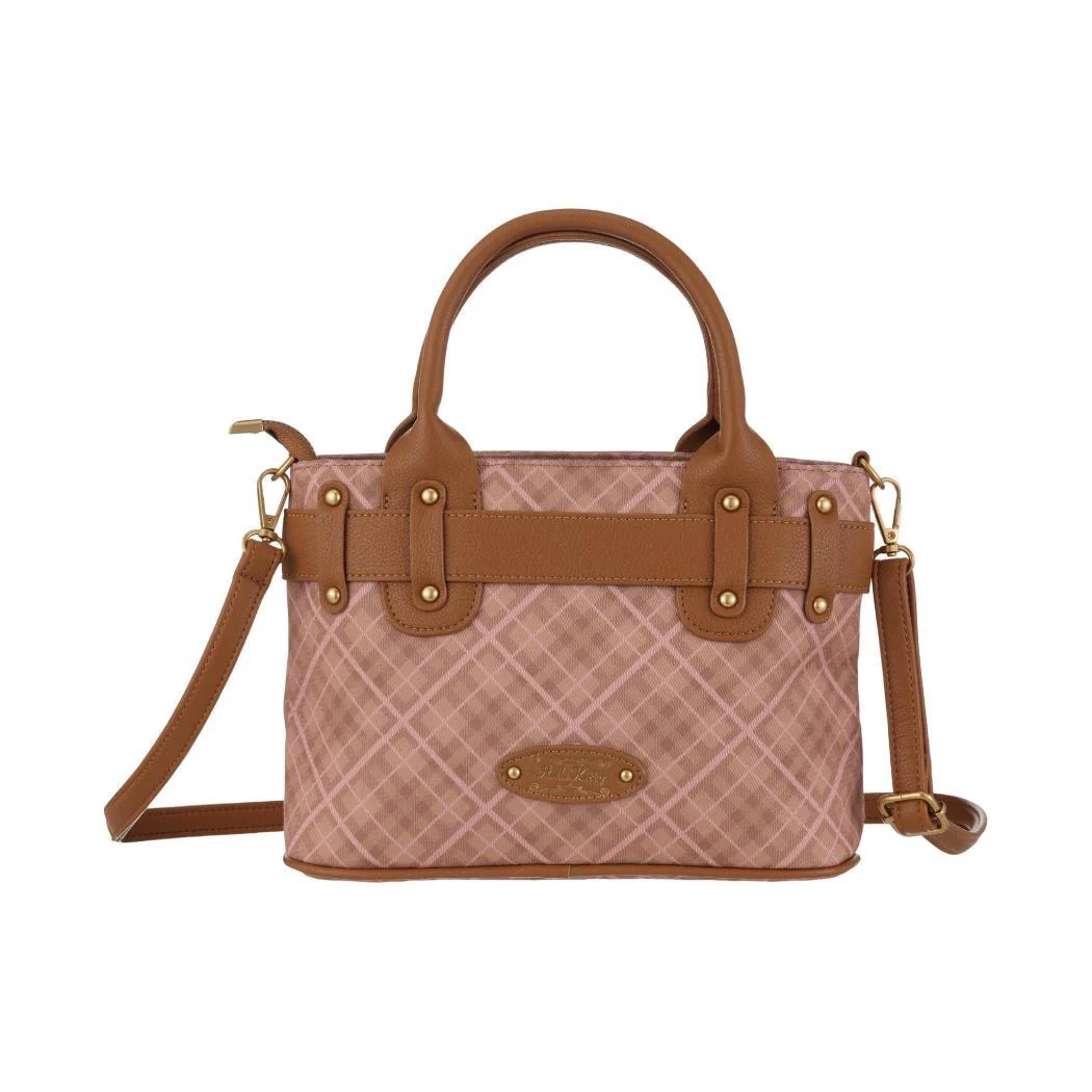 Hellokitty Embroidered Plaid Tote Bag Handbag
