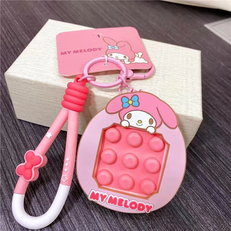 Sanrio Pop Fidget Sensory Toys keychains, Autism Special Needs Stress Relief Silicone Pressure Relieving Toys Squeeze Toys for Kids Children Adults