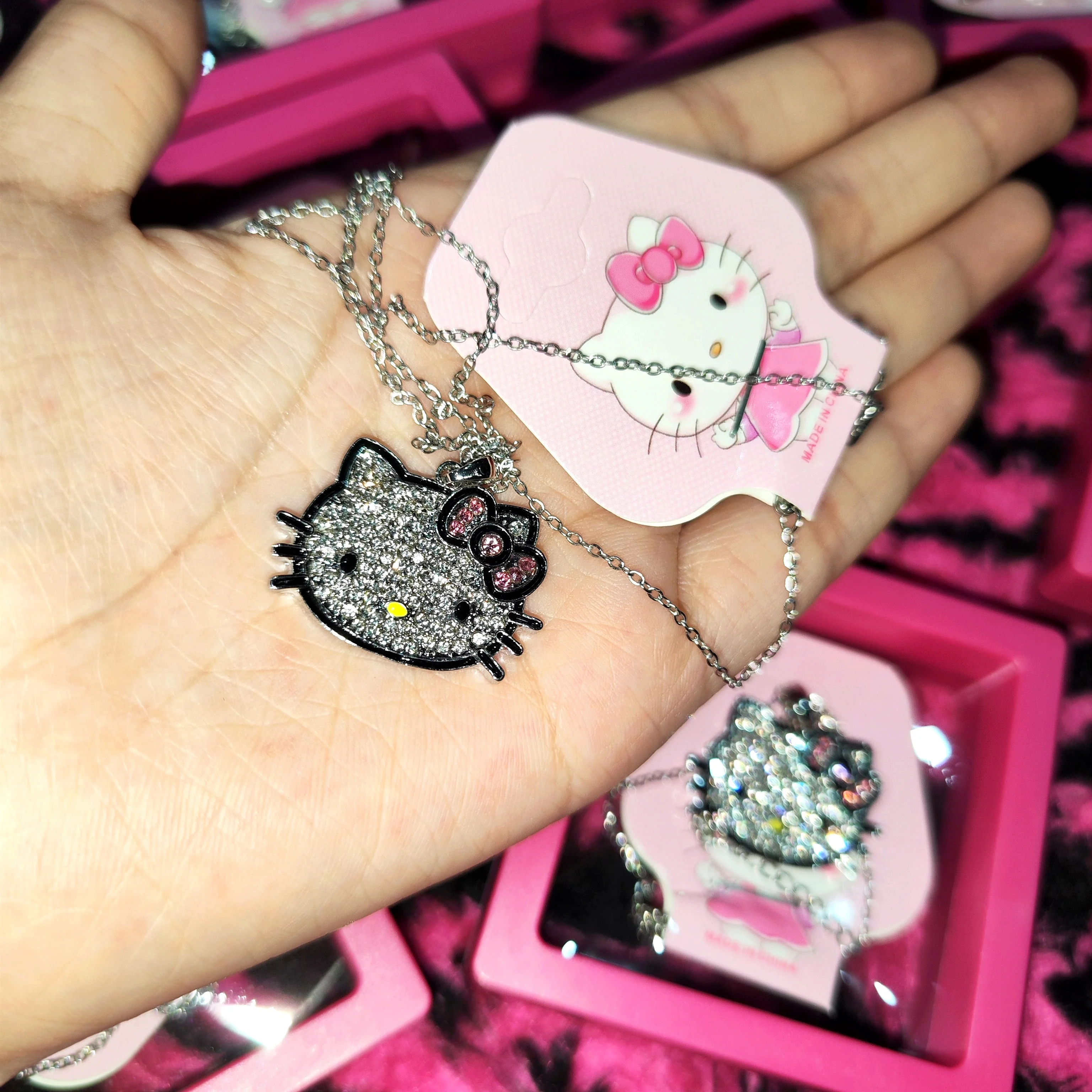 KT Rhinestone Pendant Necklace Y2k Gyaru Kawaii Cute Gothic Punk Chain Choker for Women Eboys Egirls