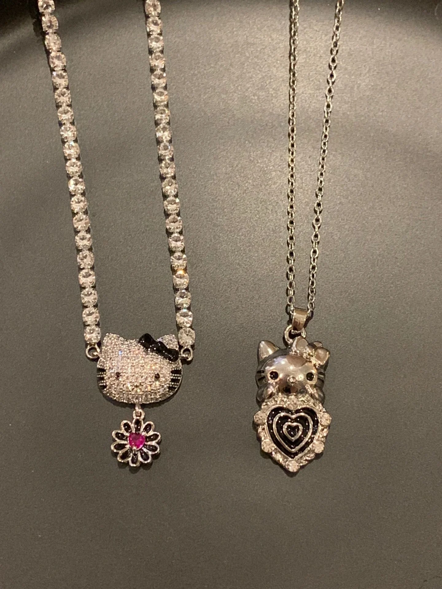 Hellokitty Rhinestone Necklace 2PCS