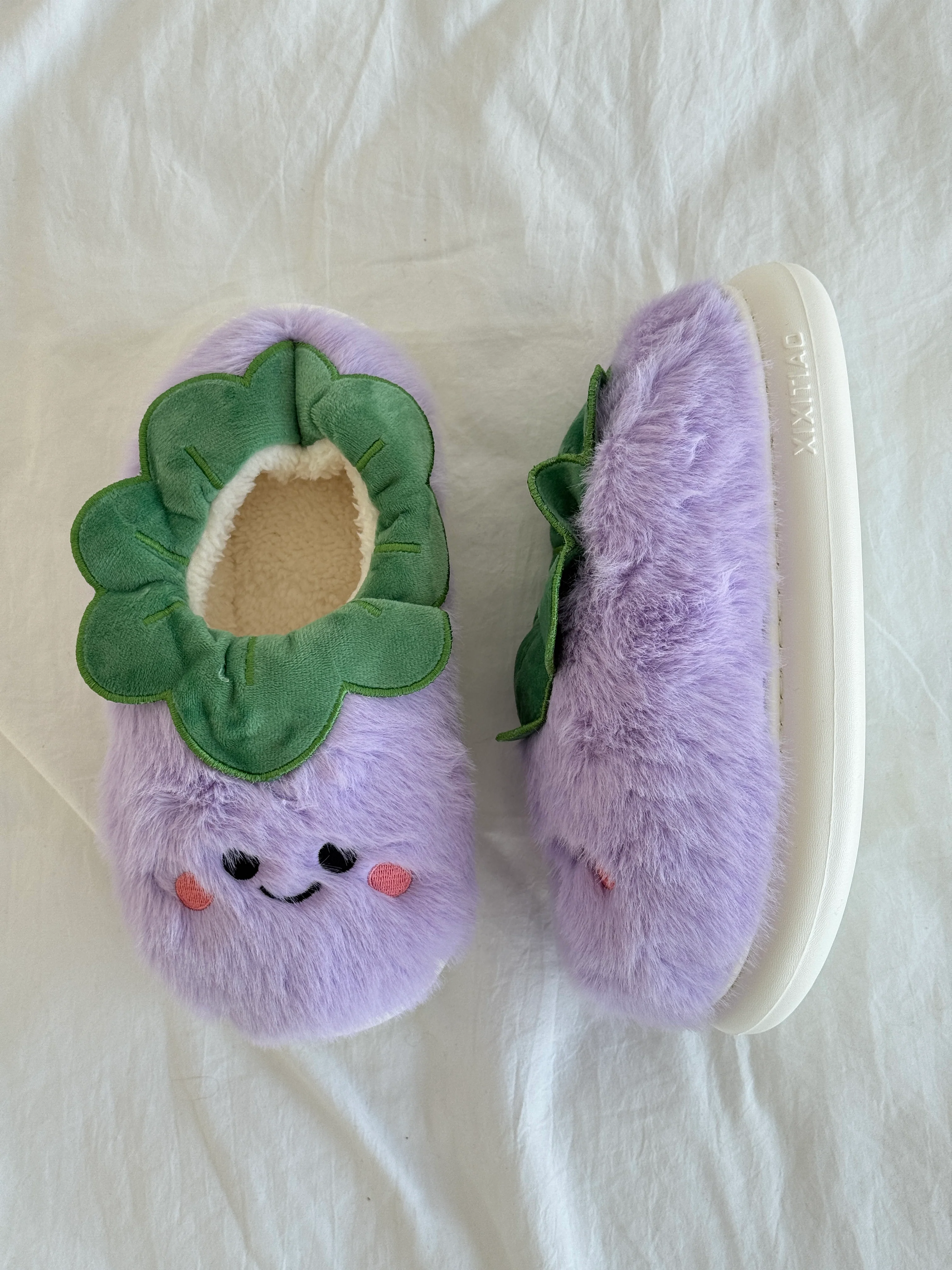 【Video Slippers Links】Croissant/ Peanuts/ Fried egg/ Purple Eggplant/ Teapot Slippers Soft Comfy Memory Foam Non-slip Indoor House Shoes