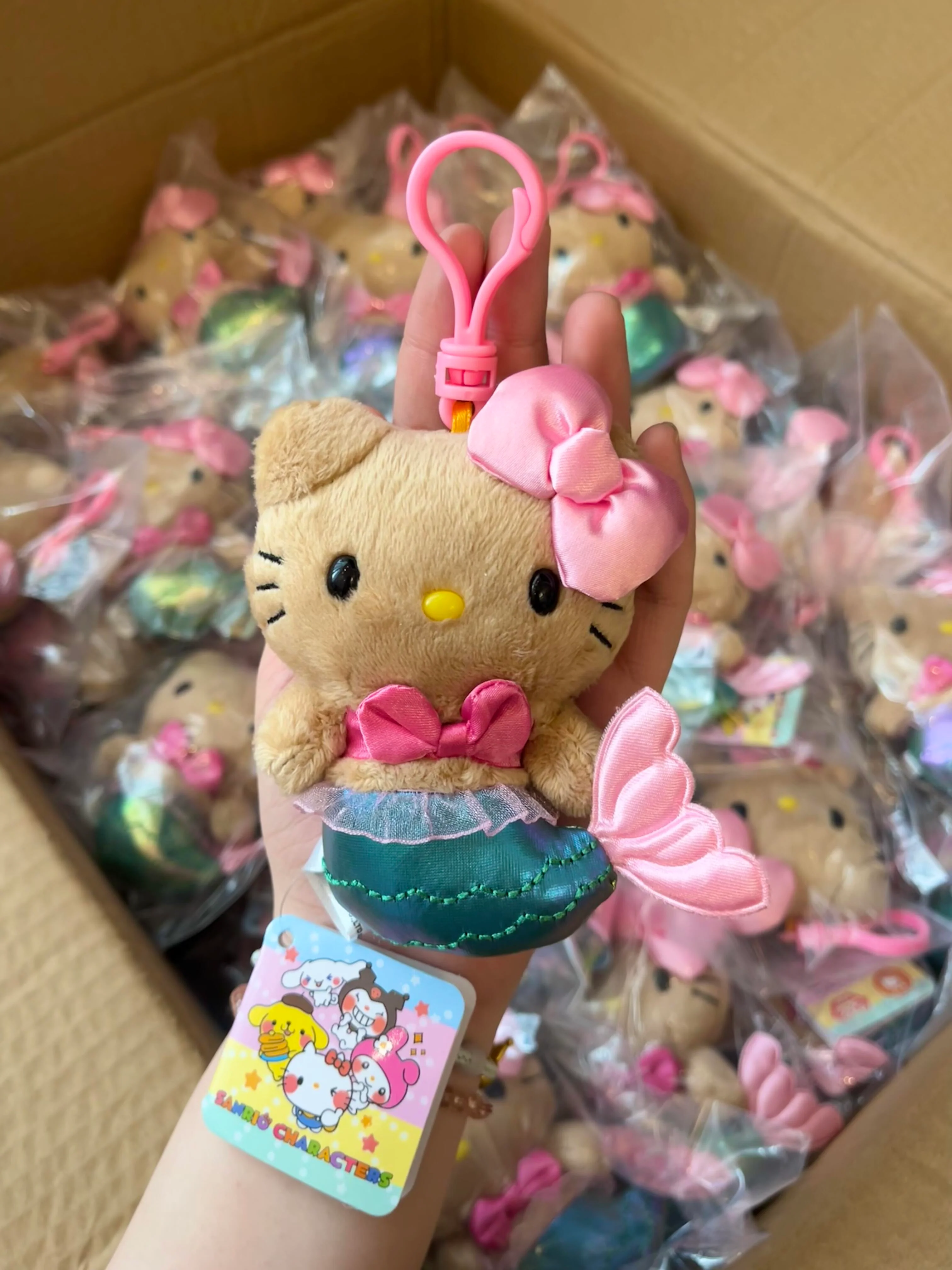 Hellokitty Brown Mermaid Plushie Keychain