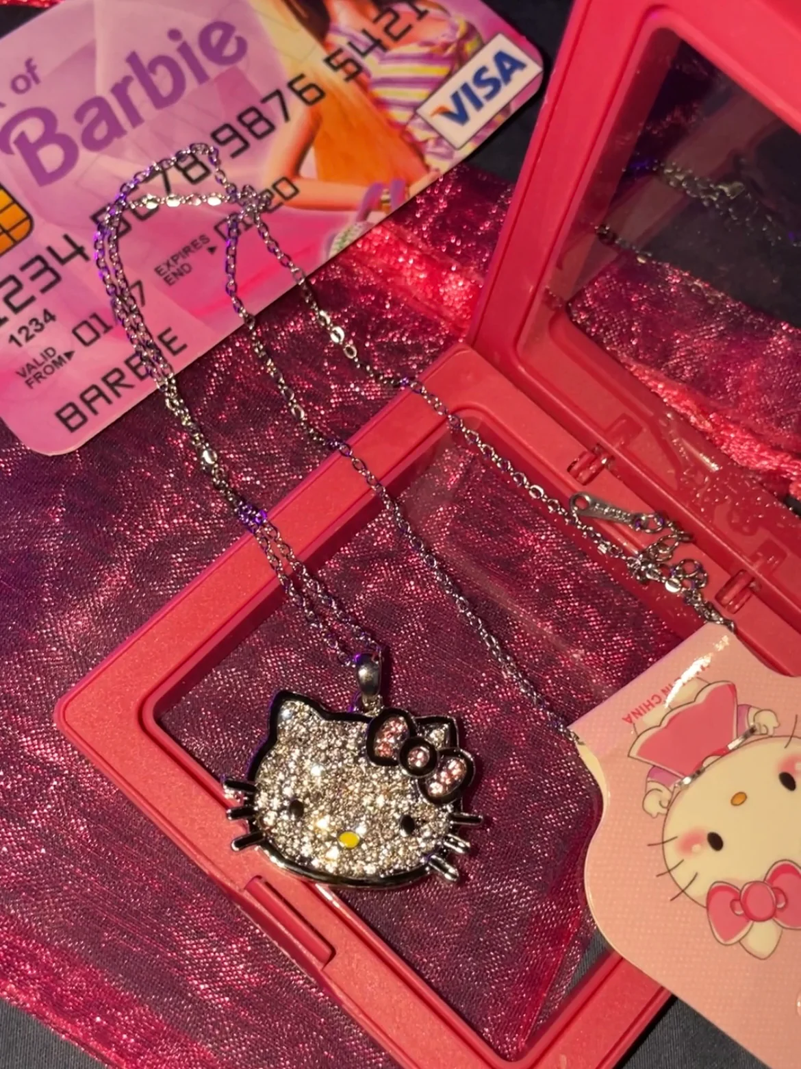 KT Rhinestone Pendant Necklace Y2k Gyaru Kawaii Cute Gothic Punk Chain Choker for Women Eboys Egirls