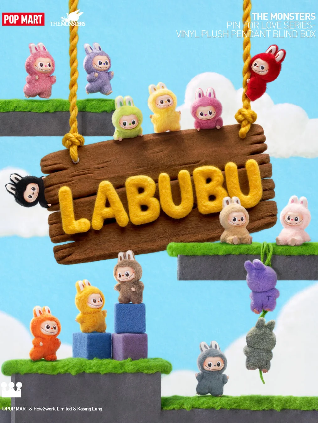 Mini Labubu Pin for Love Series Vinyl Plush Pendant Blind Box