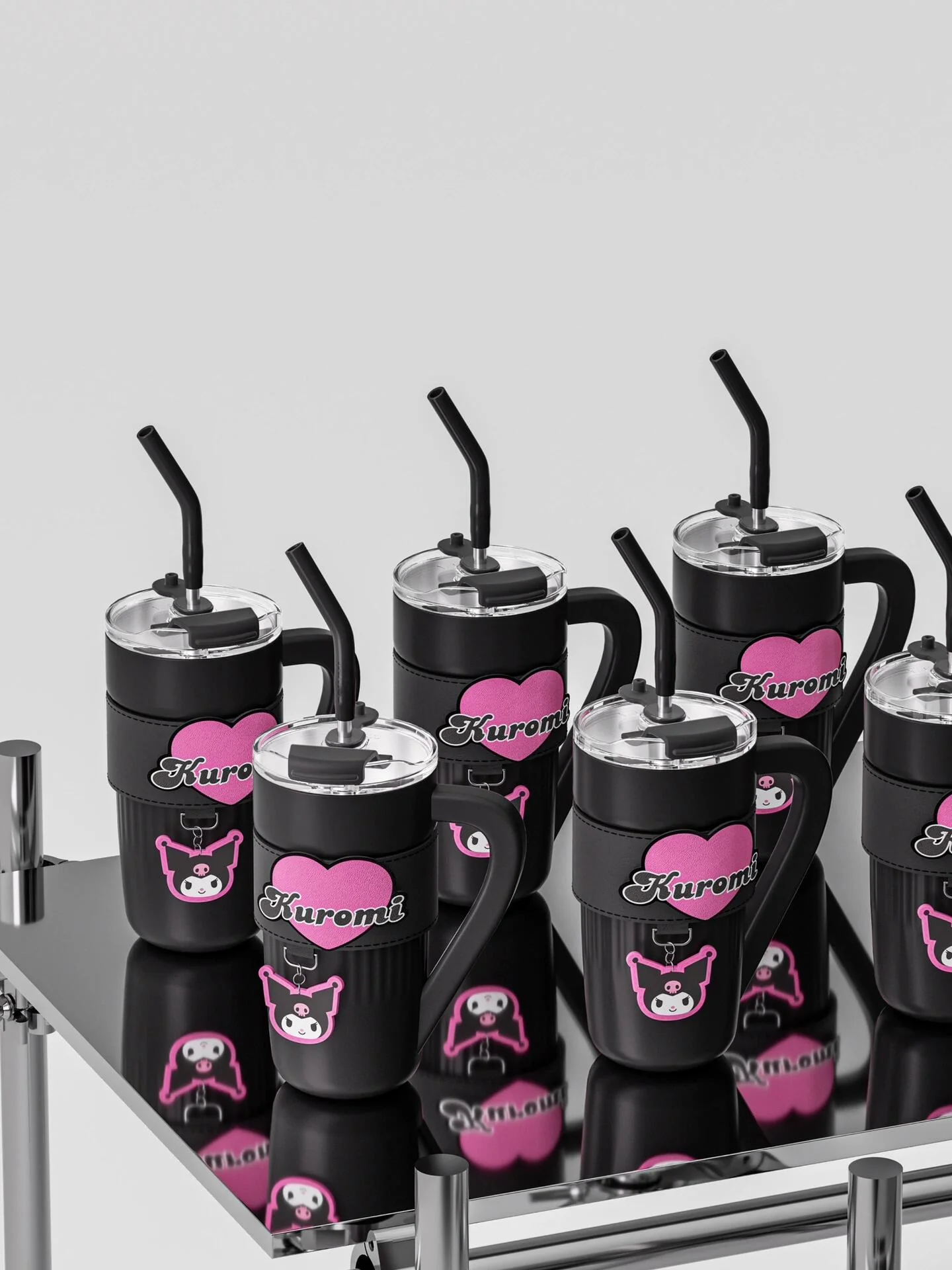 Sanrio 40 oz Tumbler with Handle & Carrier Bag, Stainless Steel Insulated Cup with Lid & Straw Gym Water Bottle Cupholder Friendly Women Travel Mug with Sleeve Holder