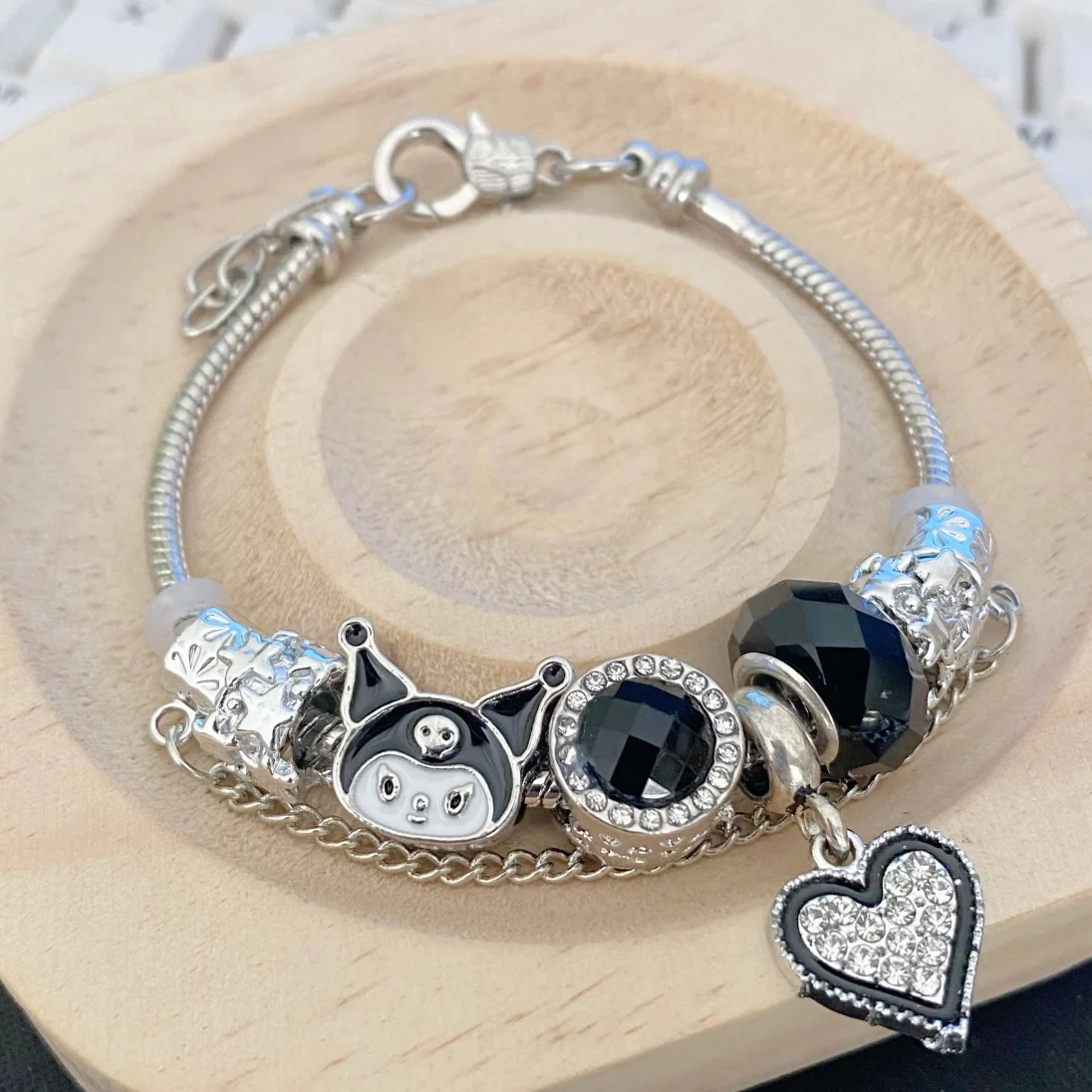 KT Pandora Charm Bracelets Stainless Steel Bangle Bracelet Birthday Christmas Jewelry Gift for Women Girls