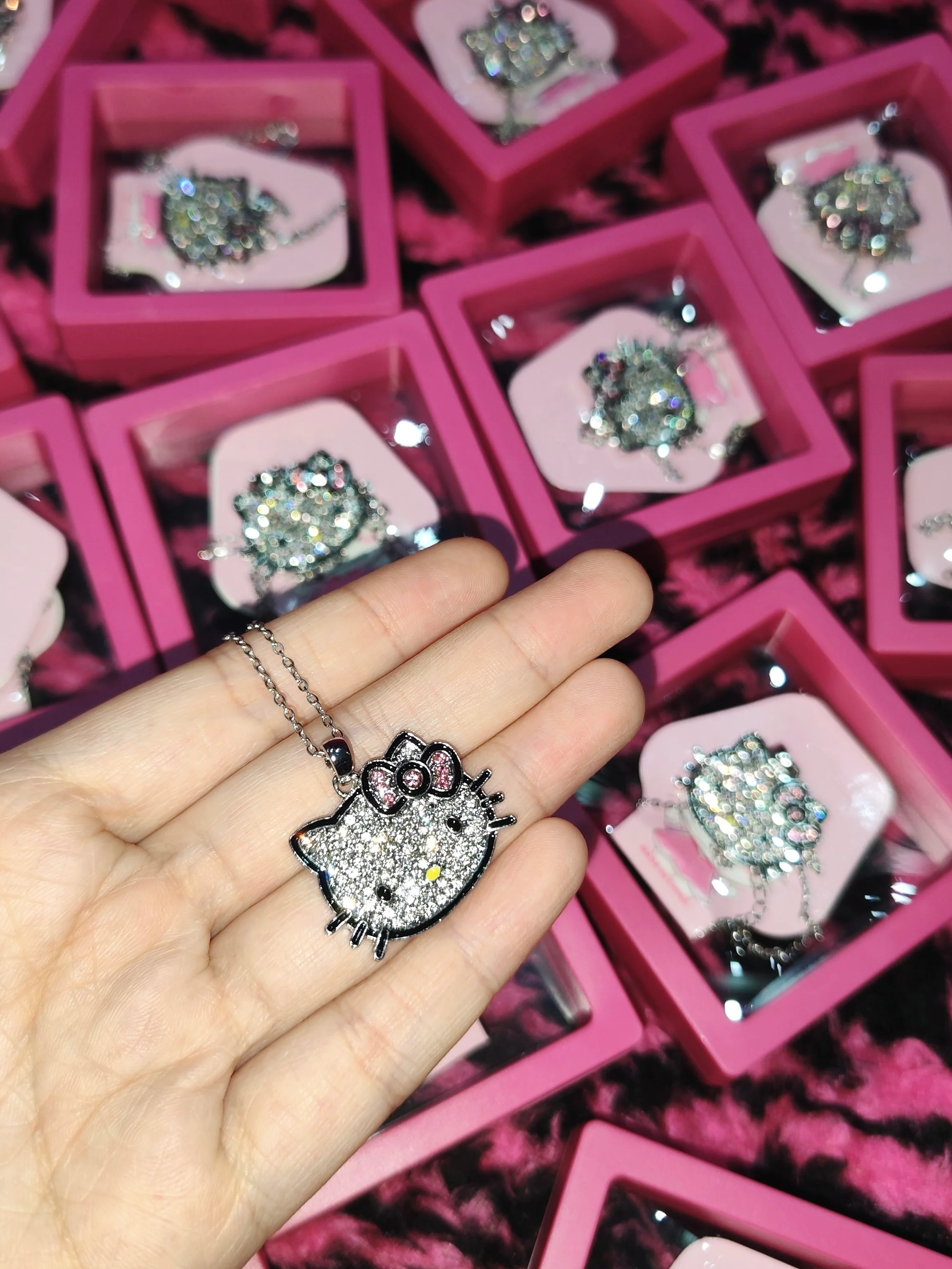 KT Rhinestone Pendant Necklace Y2k Gyaru Kawaii Cute Gothic Punk Chain Choker for Women Eboys Egirls