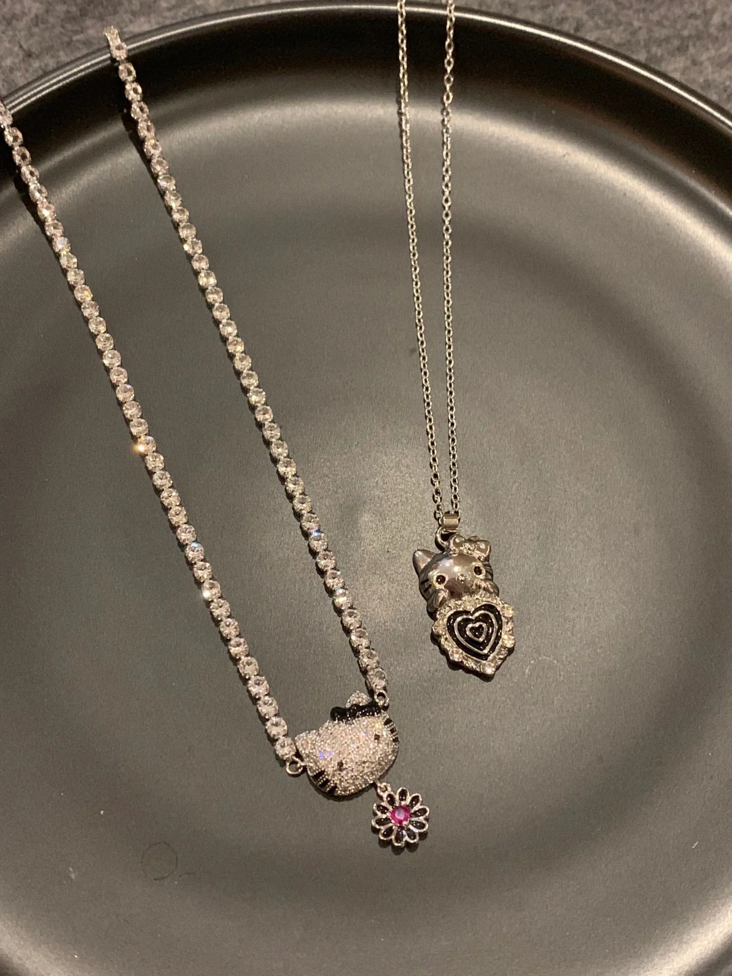 Hellokitty Rhinestone Necklace 2PCS