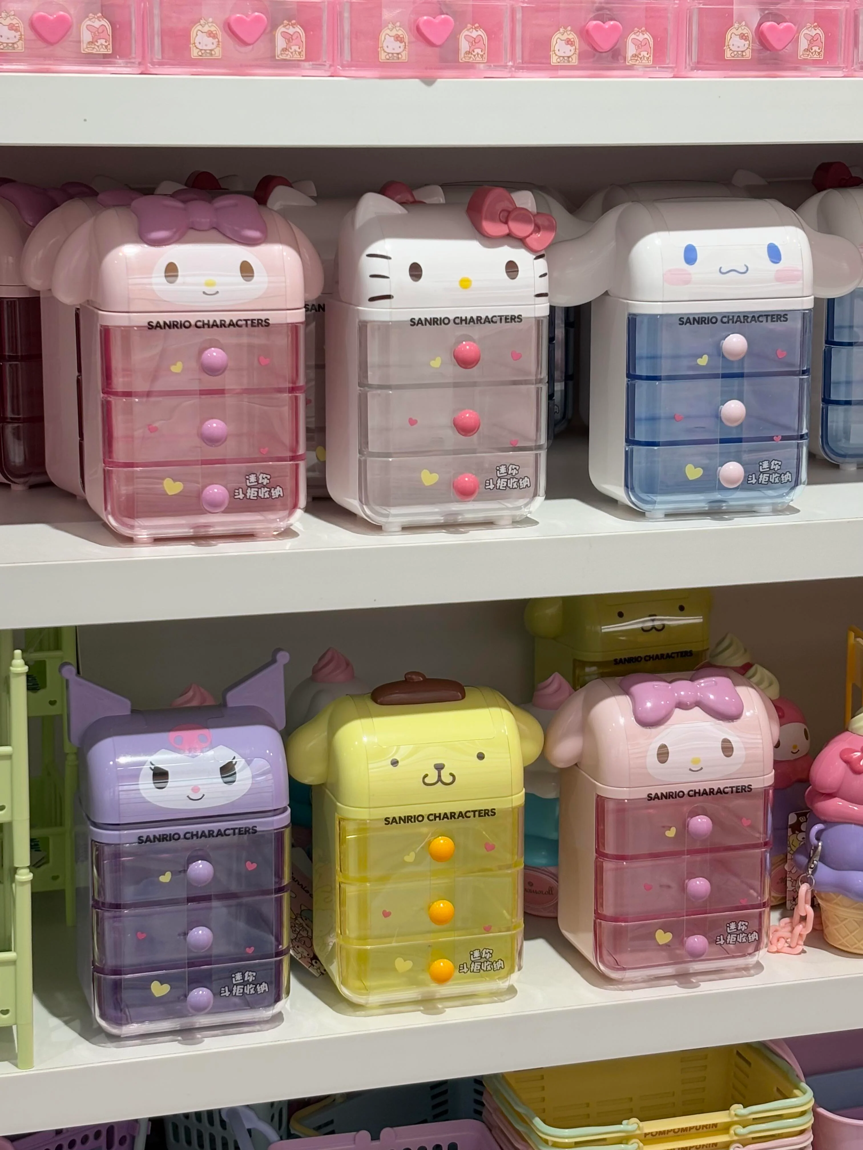 Sanrio Character 3-Drawer Mini Drawer Locker Compact Storage Organization Drawers