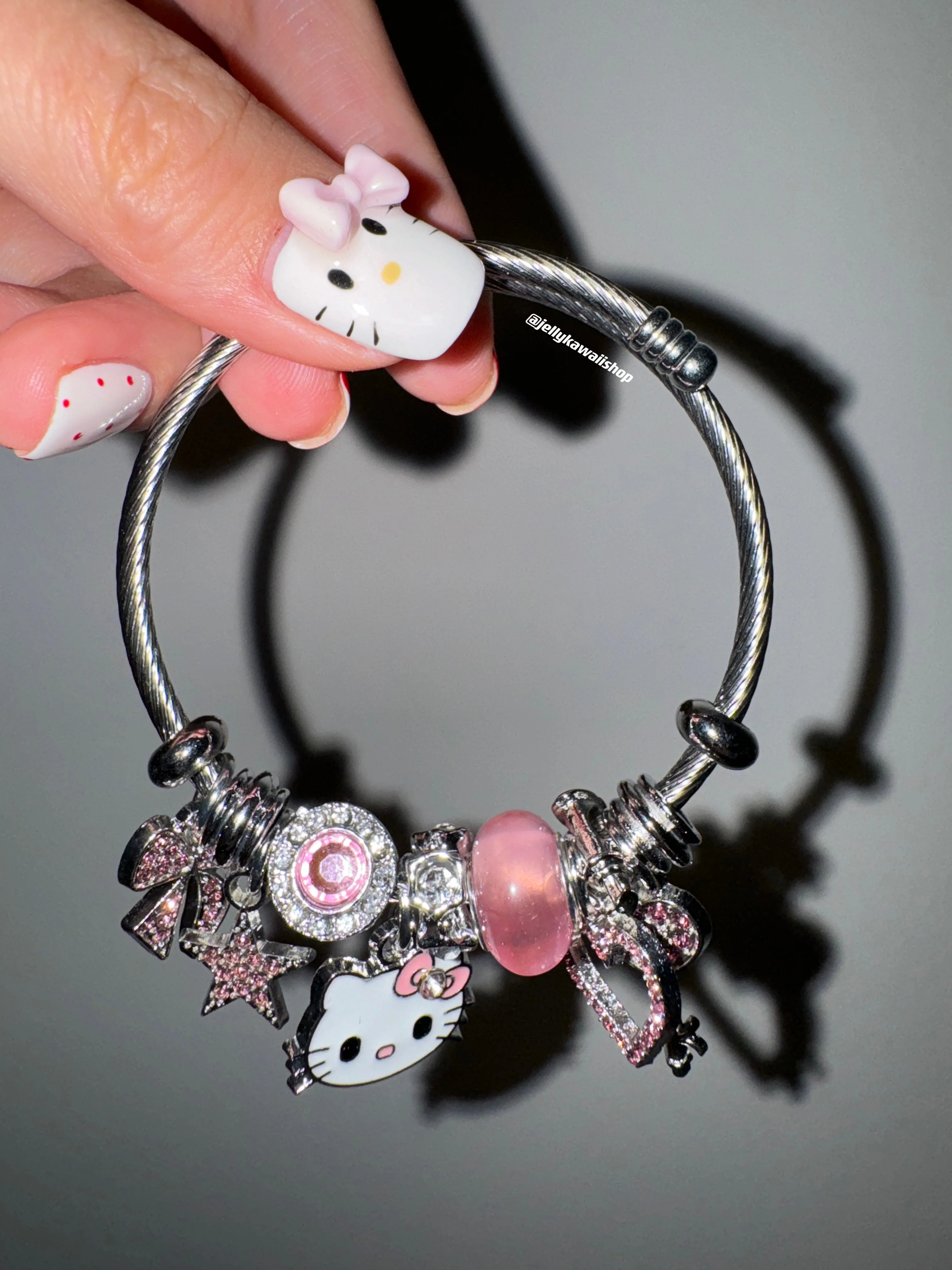 KT Charm Bracelets Stainless Steel Bangle Bracelet Birthday Christmas Jewelry Gift for Women Girls