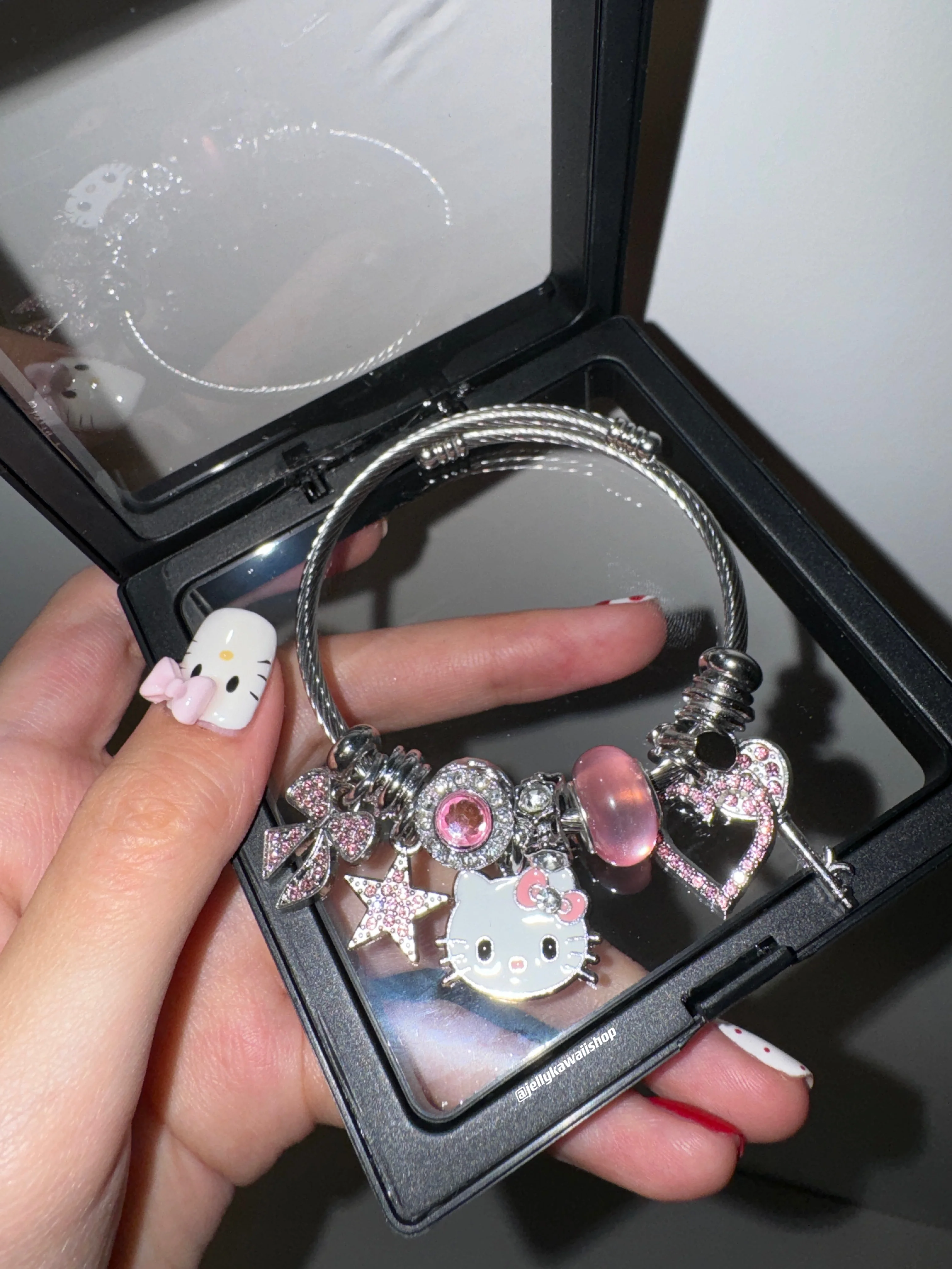 KT Charm Bracelets Stainless Steel Bangle Bracelet Birthday Christmas Jewelry Gift for Women Girls