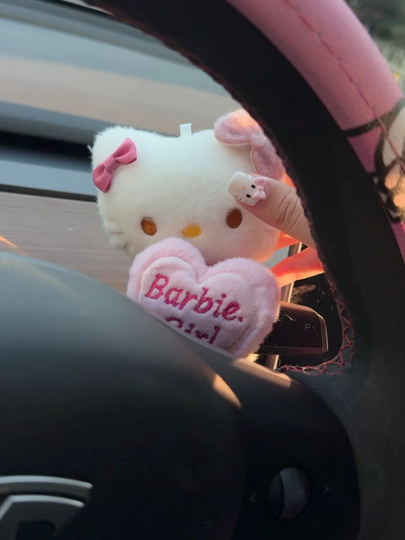 Hellokitty Barbie Girl Pink Plush Toy for Windshield Wiper Gear Lever Wiper Shift Grip Ornament Car Accessories