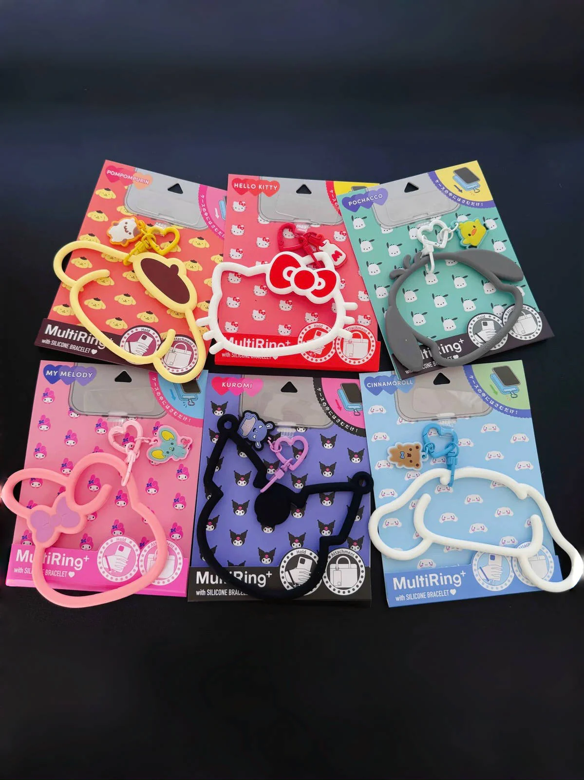 Sanrio Multi-ring Slicone Bracelet Phone Charm Phone Lanyard with Tether Tab Phone Chain Strap Hands-Free Wrist Strap