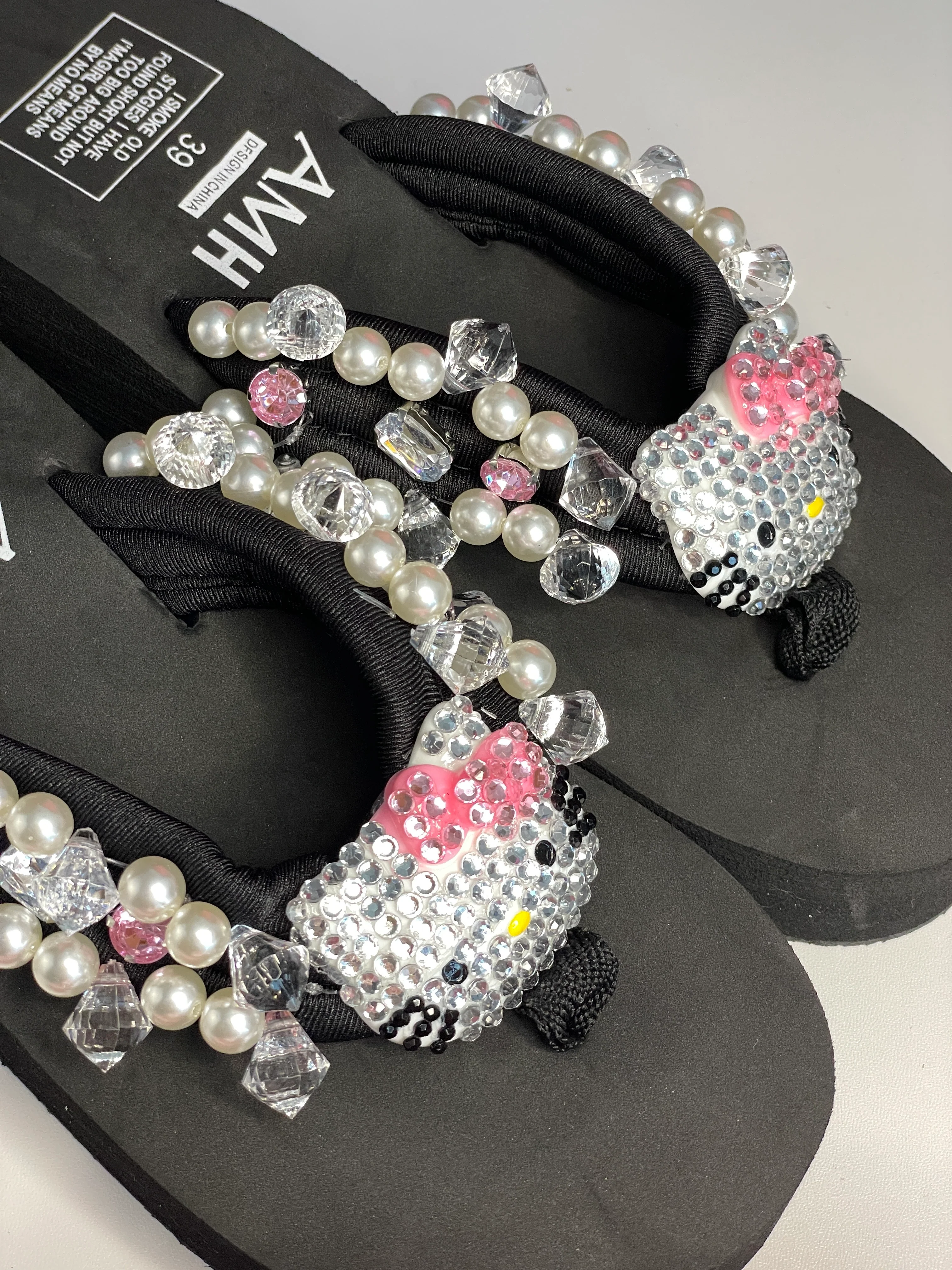 Hello Kitty Rhinestone High Platform Flip Flops Sandals Slippers