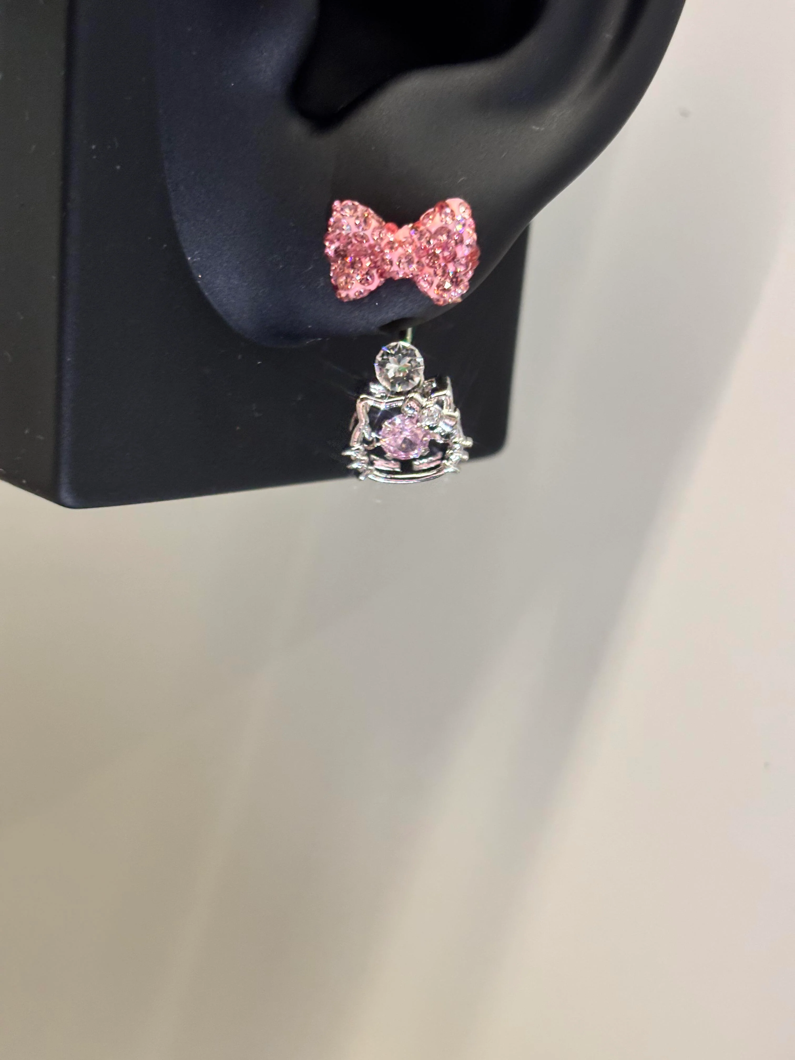 Hellokitty Pendant Pink bow Cute Rhinestone Earring