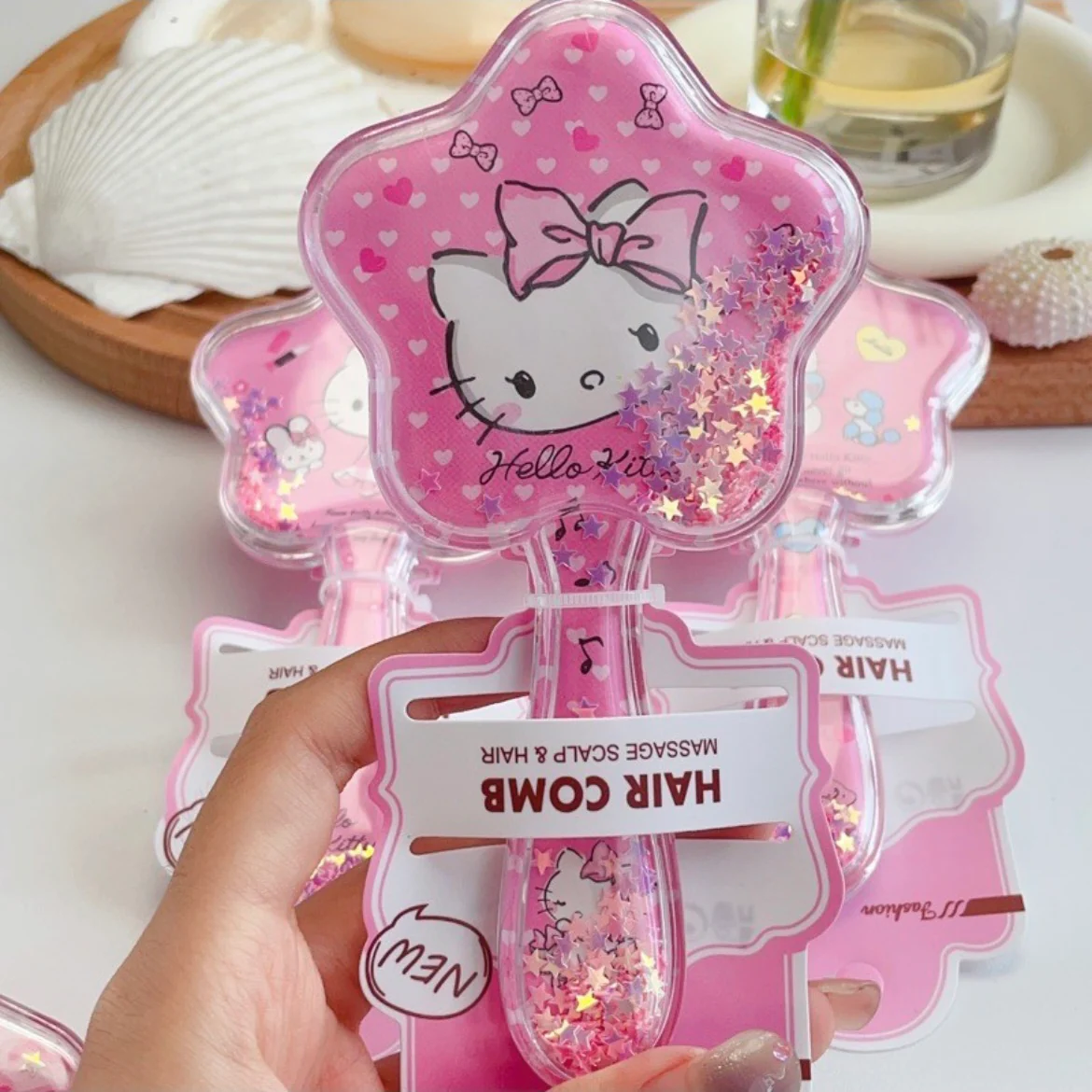 Hellokitty Cute Hair Brush Anti-Static Toddler Comb Hair Brush with Air Cushion Detangler Brush For Adults & Kids Any Hair