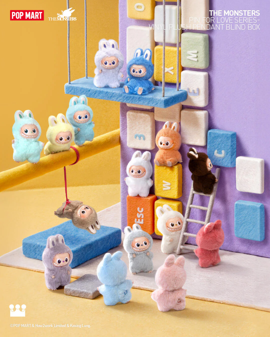 Mini Labubu Pin for Love Series Vinyl Plush Pendant Blind Box