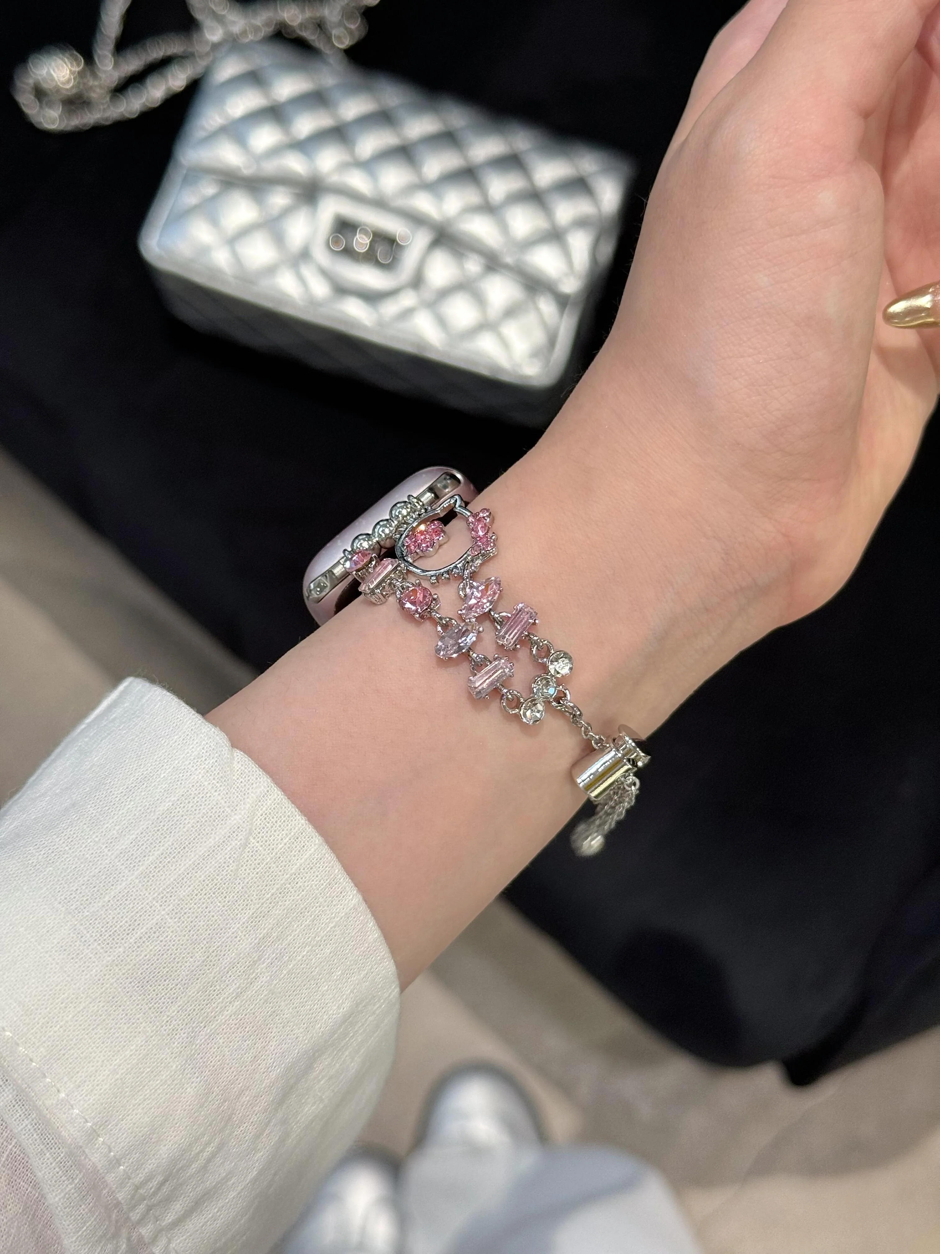 Hellokitty Shape Jewelry Metal Apple Watch Band Strap Bands Bracelet Wristband for iWatch Series