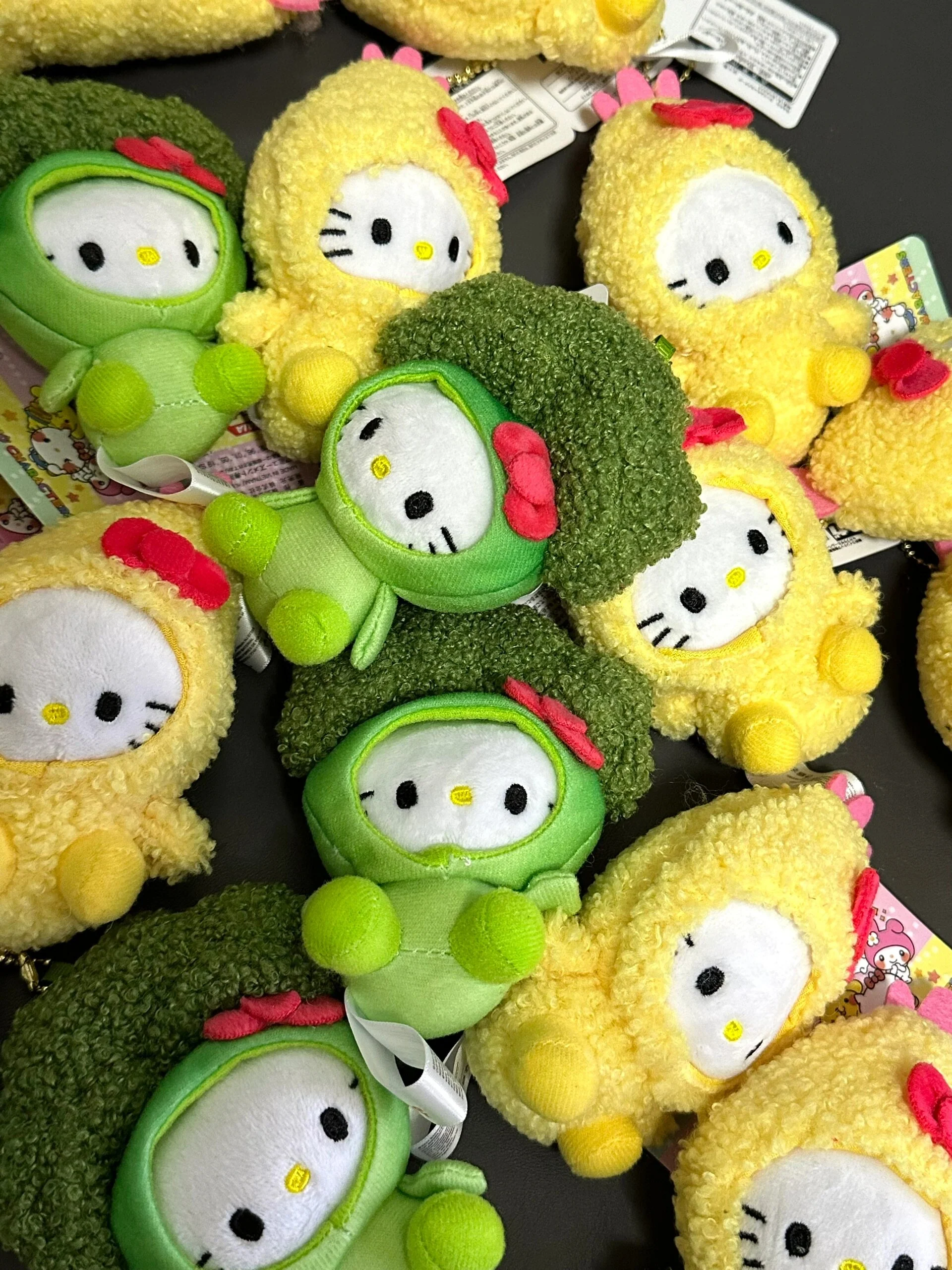 Hellokitty Tempura & Broccoli Plush Keychain Cute Pendant Doll Keyring Accessories Pendant Toy Girls Gift