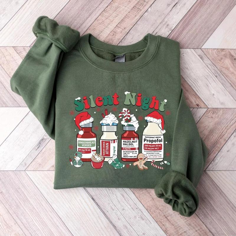 [T-Shirt or Sweatshirt] Silent Night Christmas Sweatshirt, Christmas Nurse Shirt, Medical Christmas T-Shirt, ICU Nurse Christmas Tee, Nurse Holiday Sweatshirt