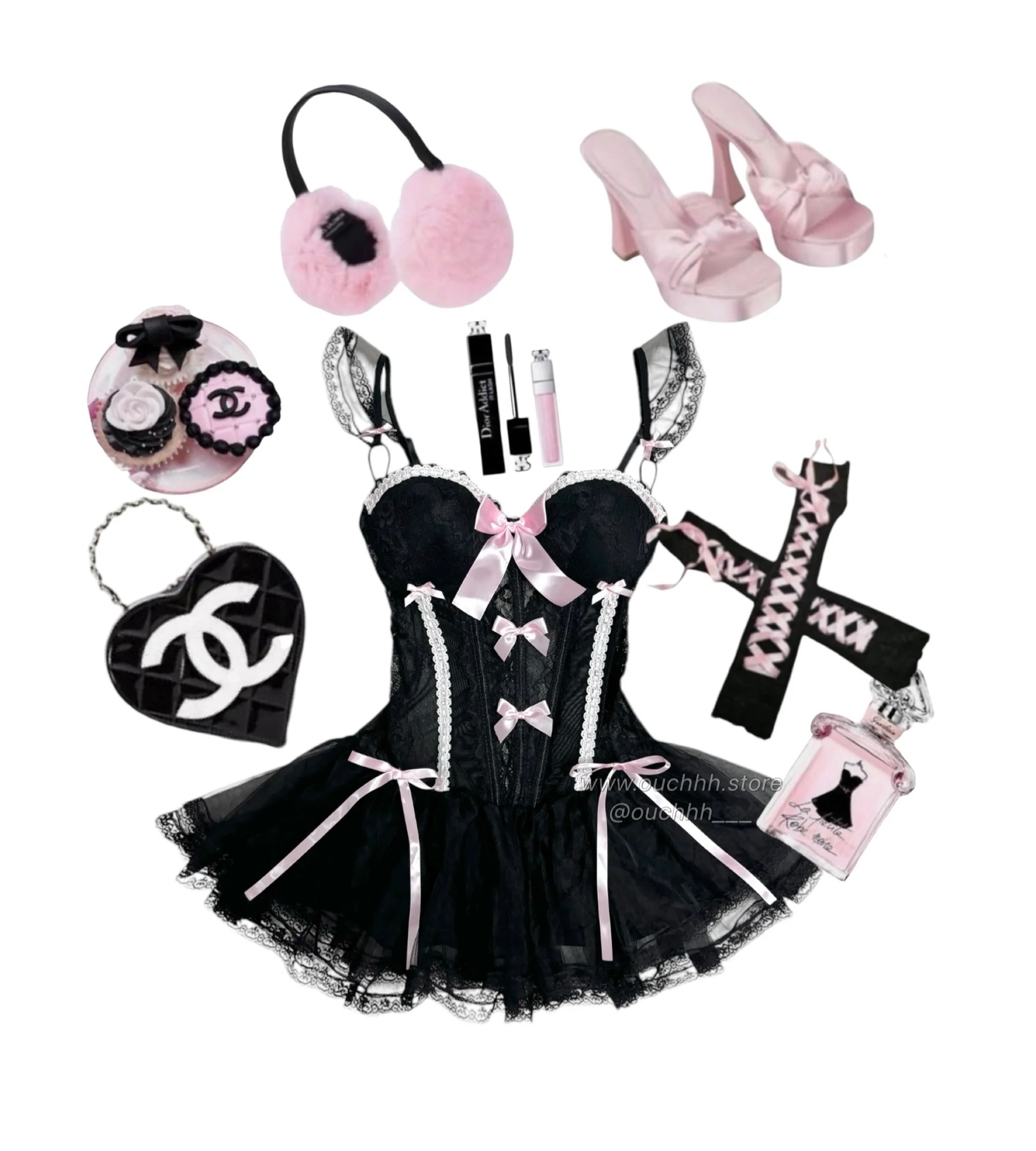 Ballerina Puppet Corset Mini Dress Lingerie (Black)