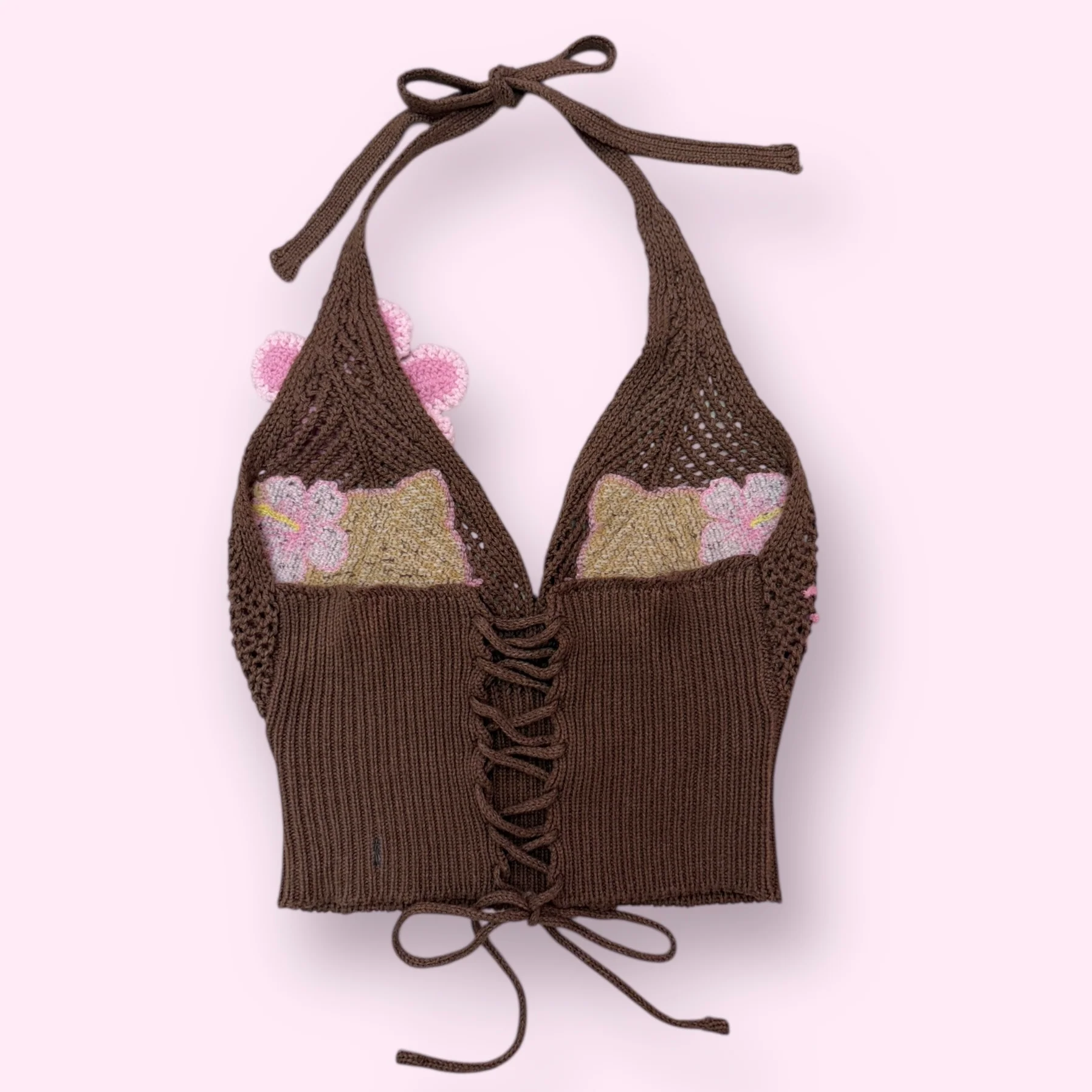Hibiscus Kitty Crochet Set (Brown)