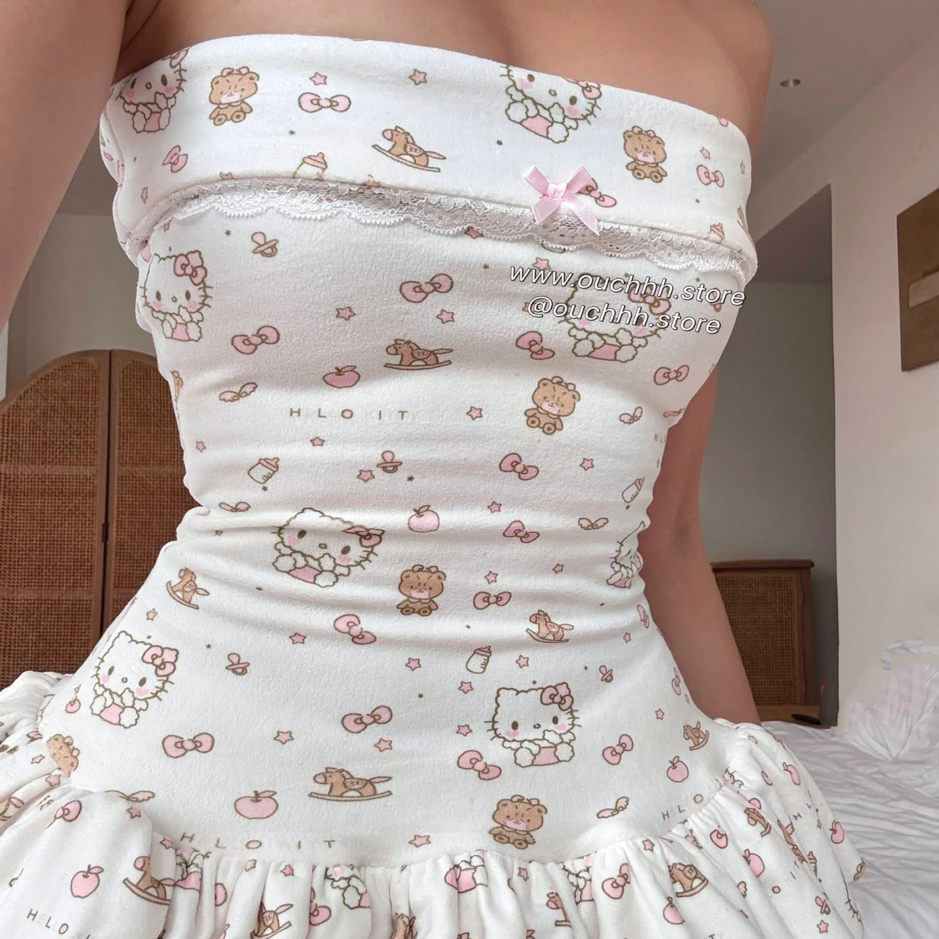 No Restock-Cookies and cream Hourglass Fold Over Tube Mini Dress