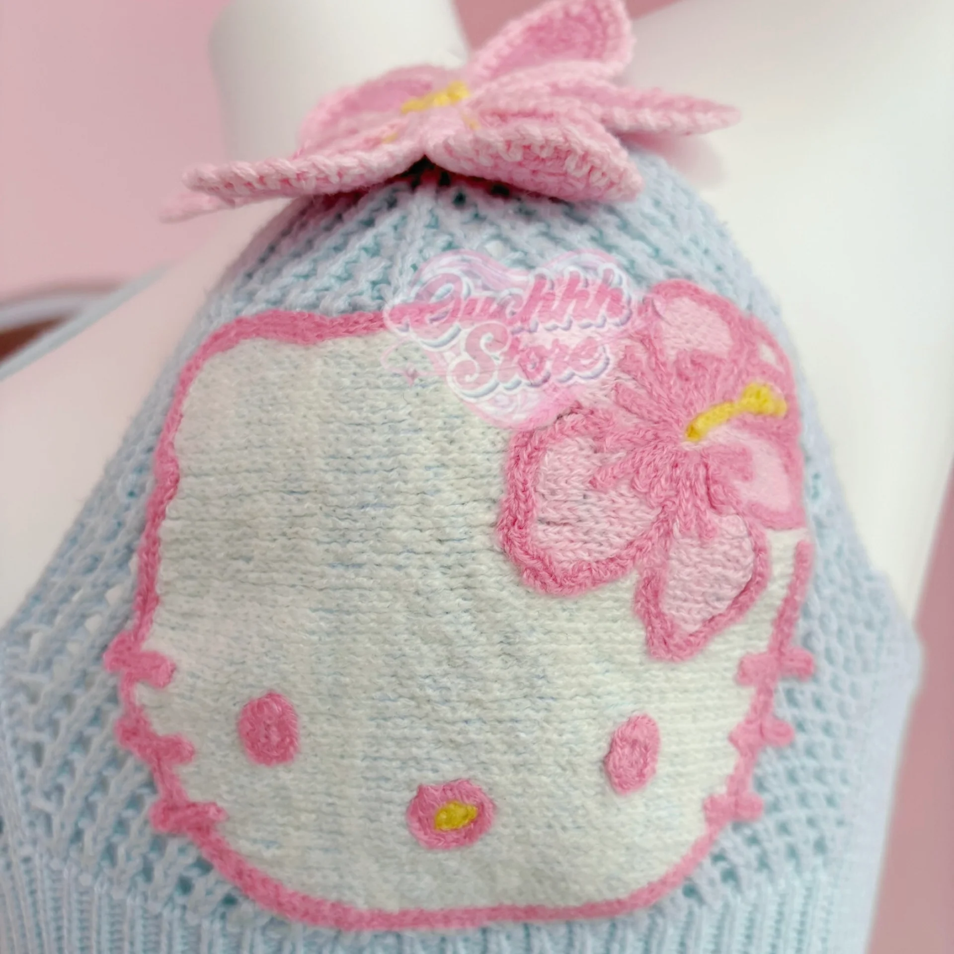 Hibiscus Kitty Crochet Set (Baby Blue)