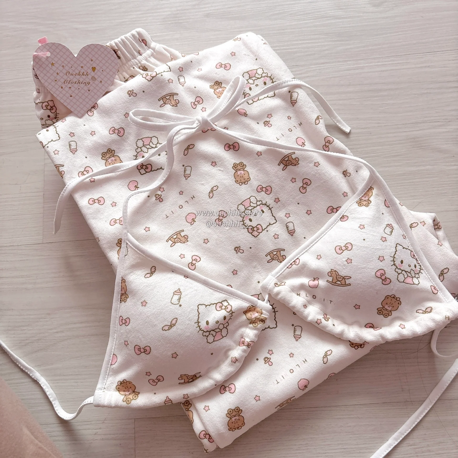 Cookies and Cream Kitty Top and Pocket Pants PJ Set