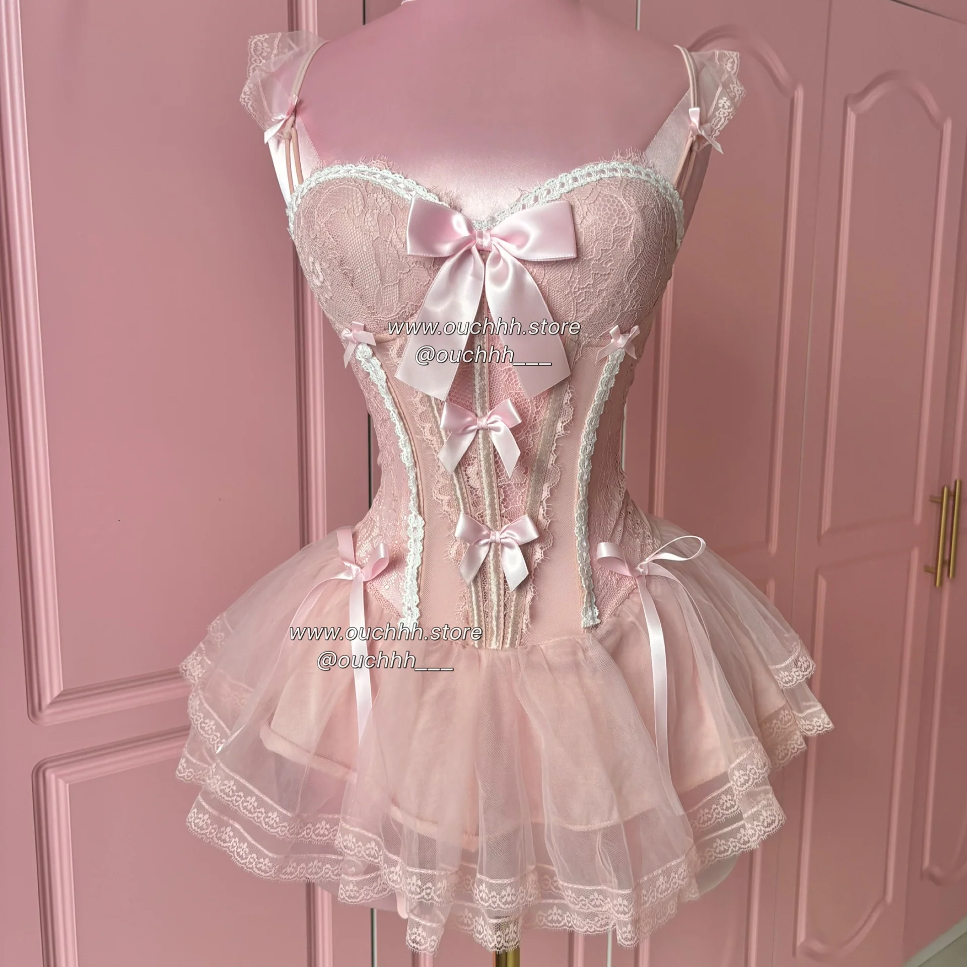 Ballerina Puppet Corset Mini Dress (Dusty Pink)