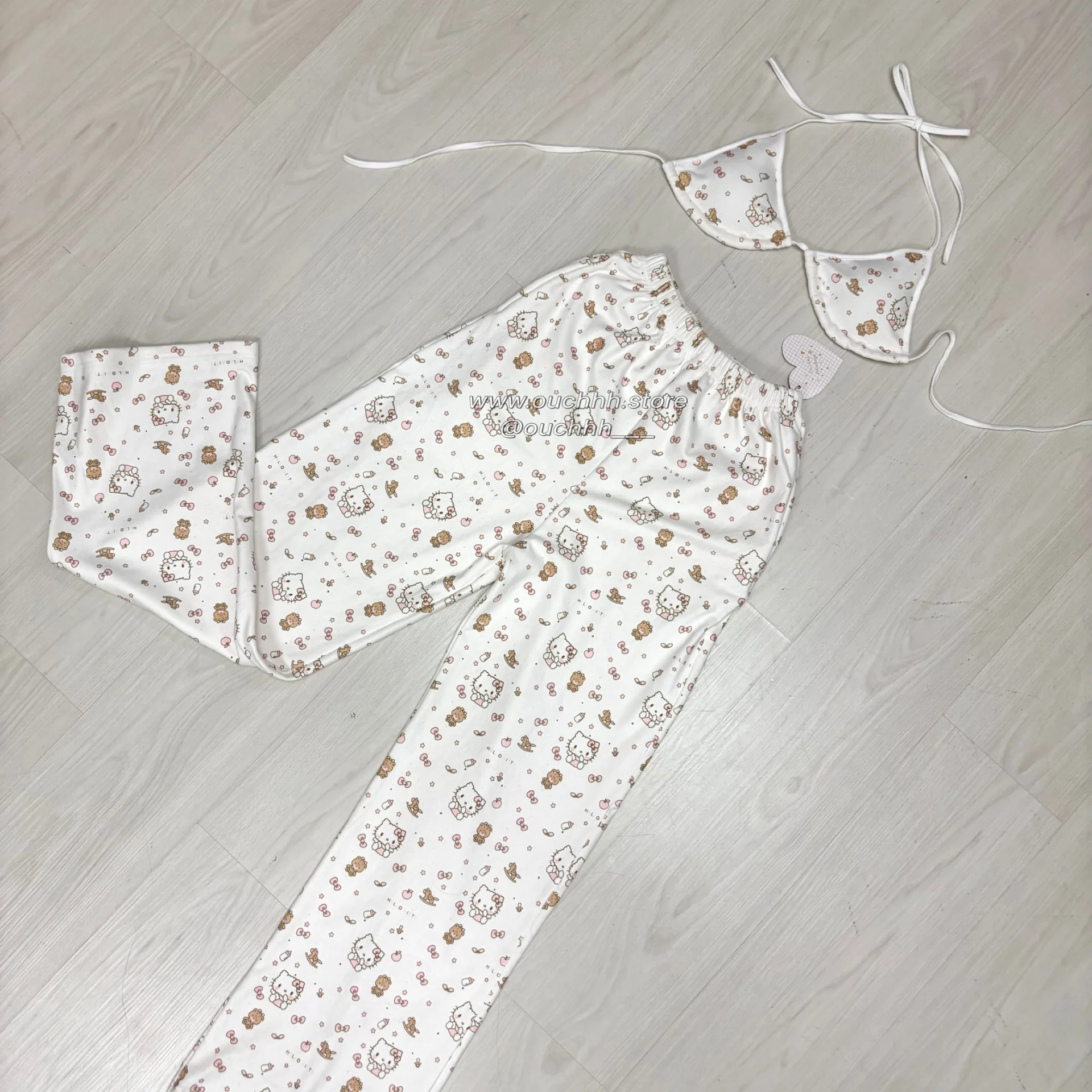 Cookies and Cream Kitty Top and Pocket Pants PJ Set