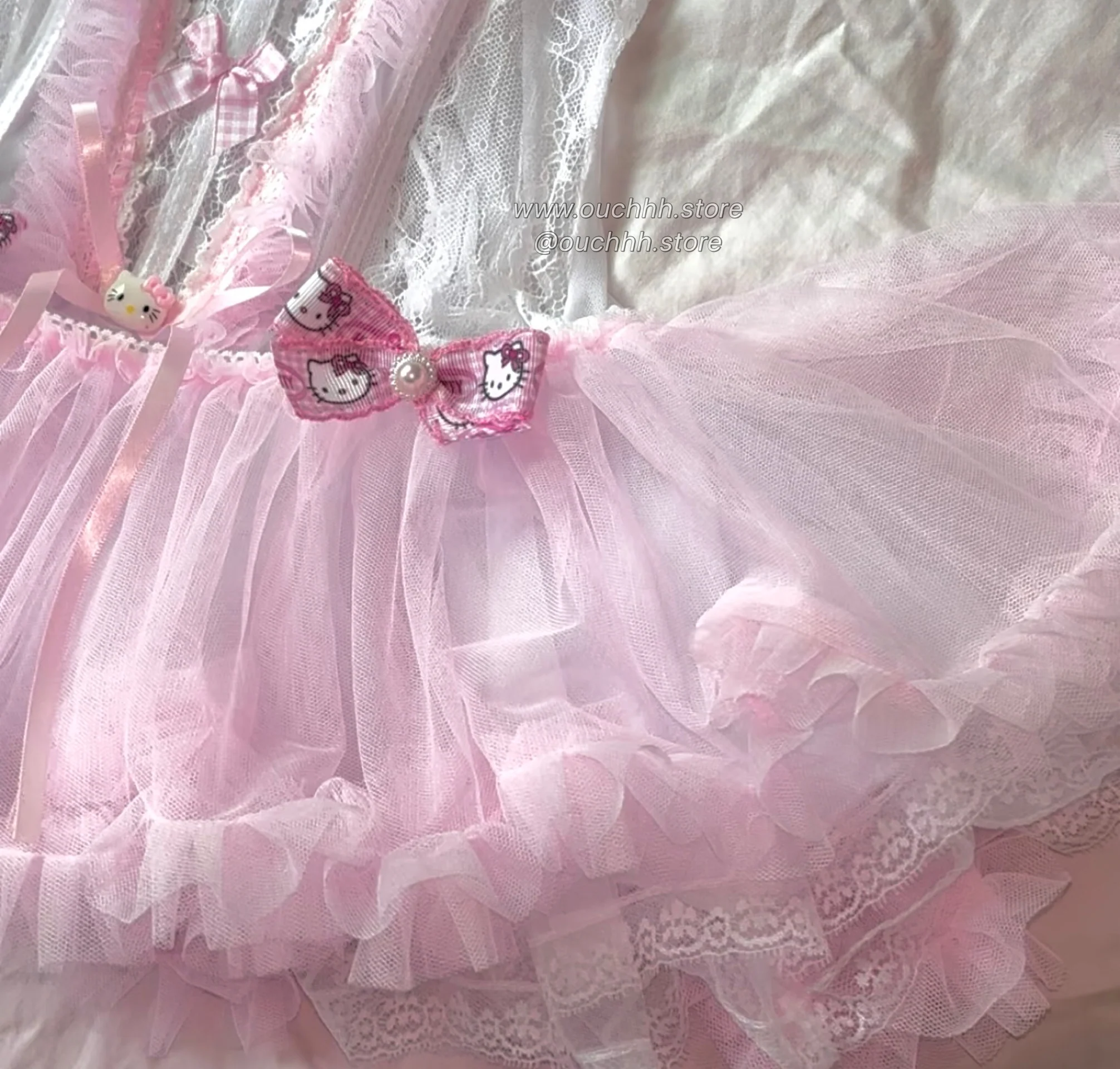 Ballerina Kitty Corset Lingerie + Tulle Mini Skirt (White)