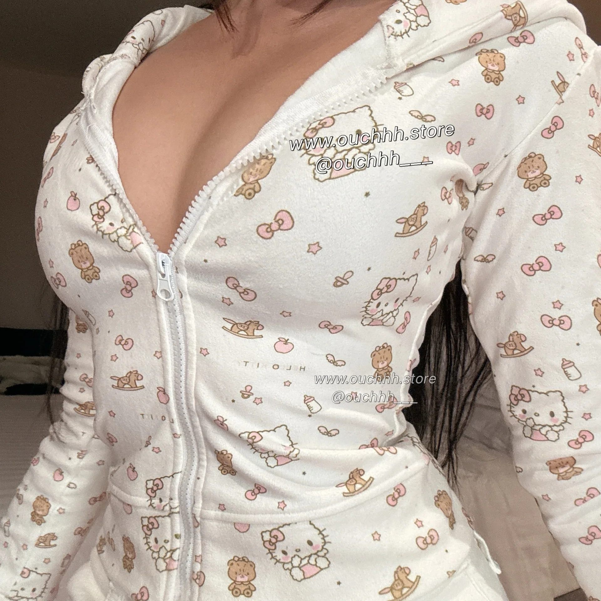 Cookies and Cream Kitty Slim Fit Zip up Jacket