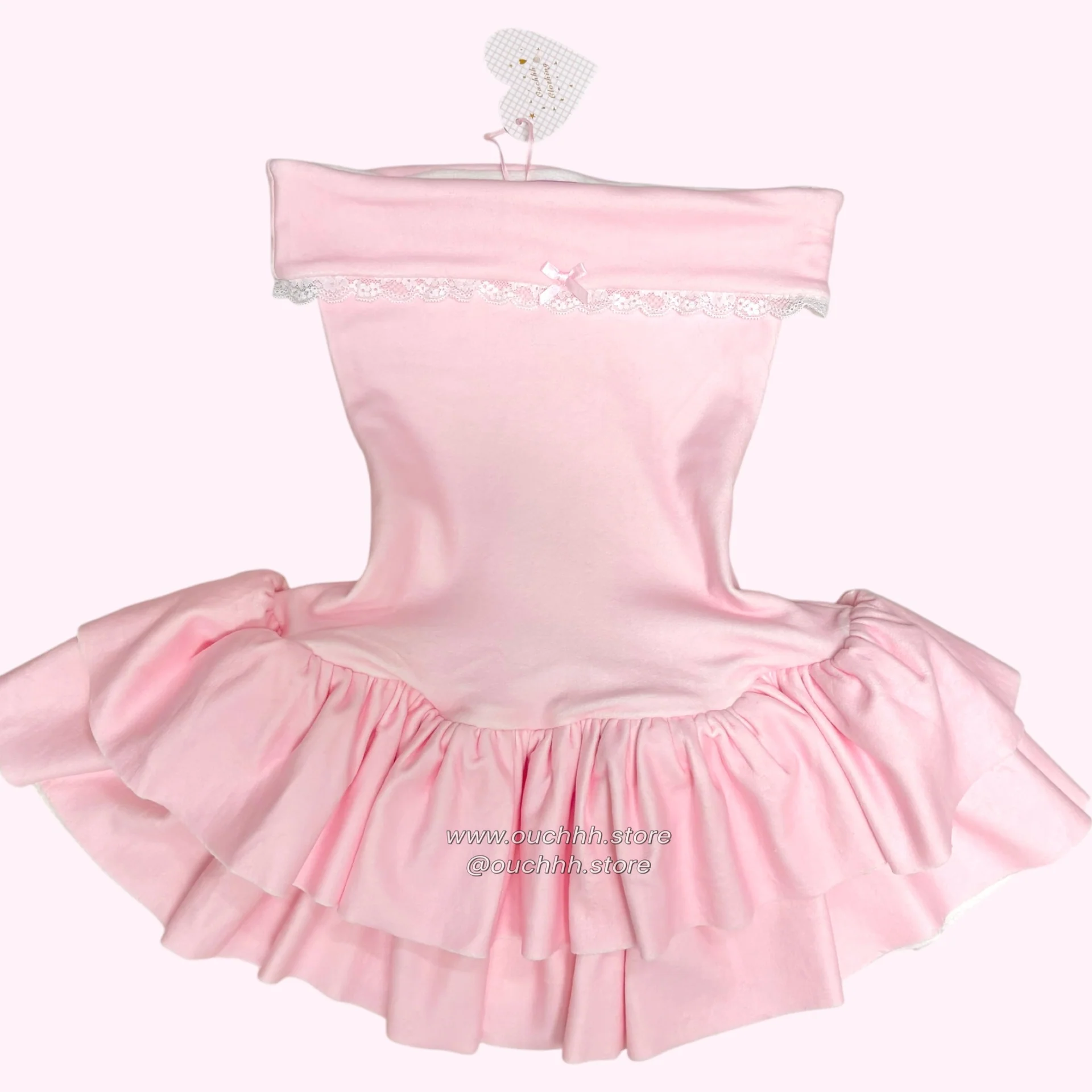 Pure Pink Hourglass Fold Over Tube Mini Dress