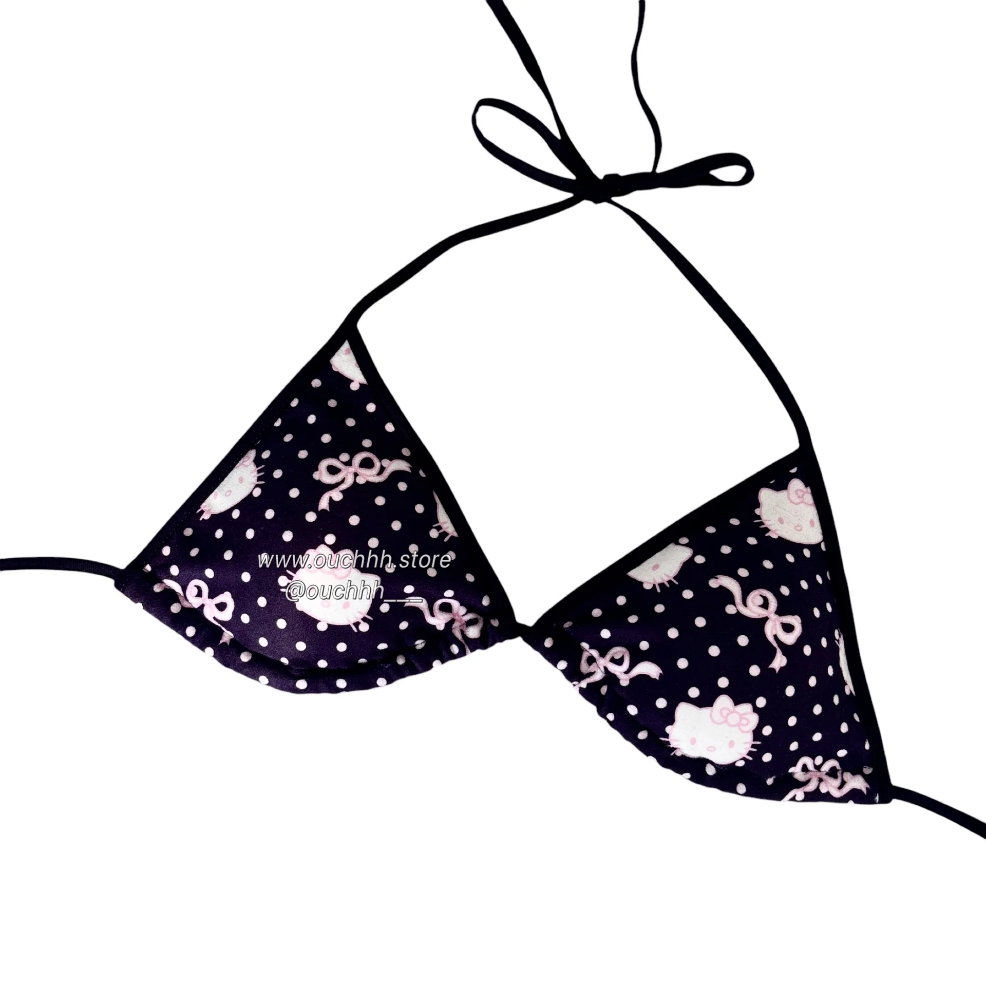 Black Polka Kitty Top and Pocket Pants PJ Set