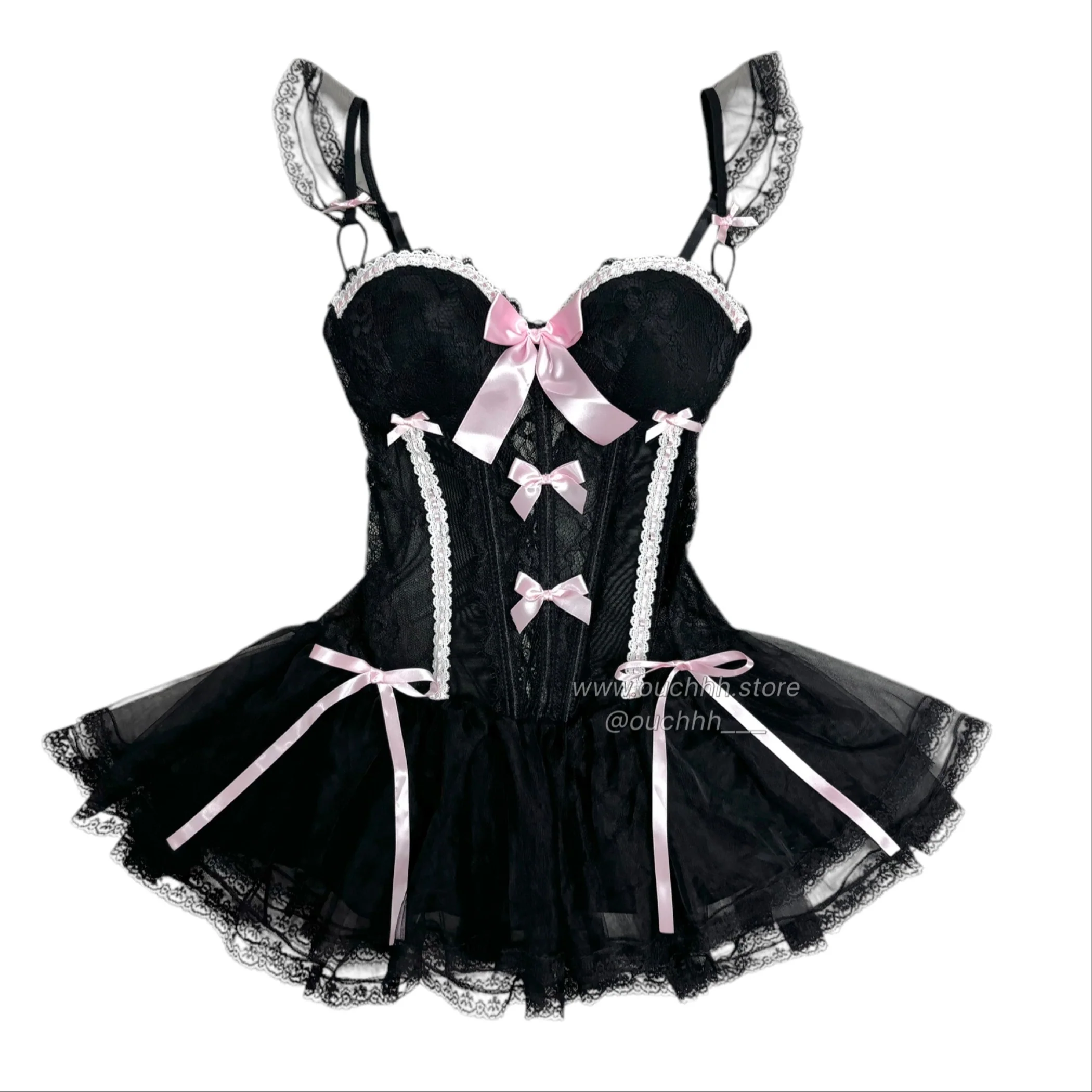 Ballerina Puppet Corset Mini Dress Lingerie (Black)