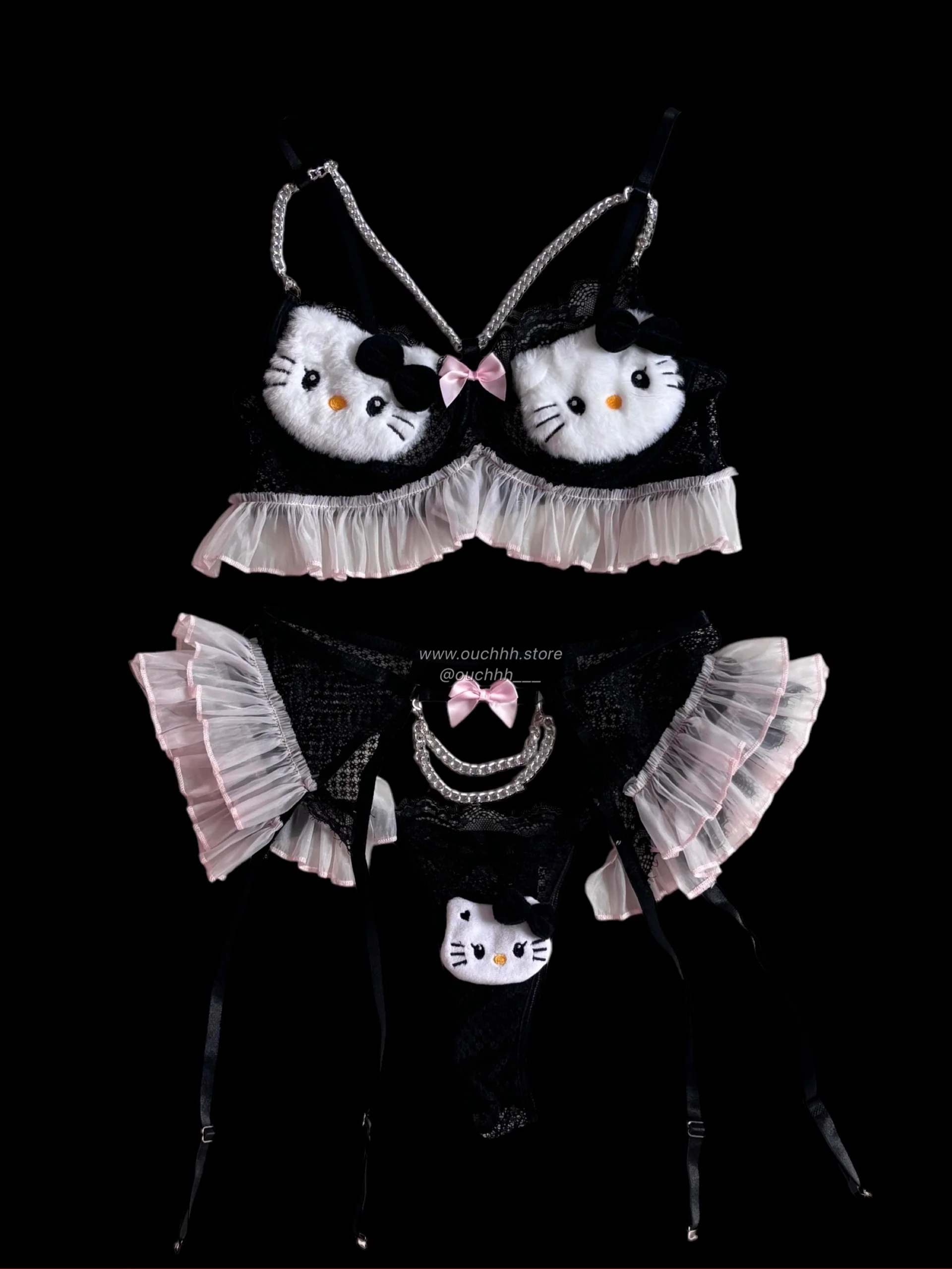 Hello Kitty Gf Chained Garter Lingerie Set