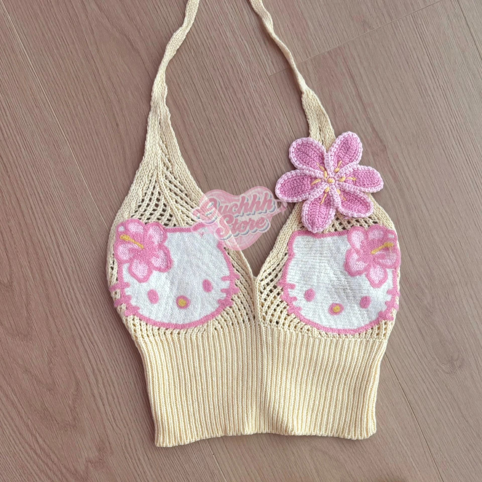 Hibiscus Kitty Crochet Set (Butter Yellow)