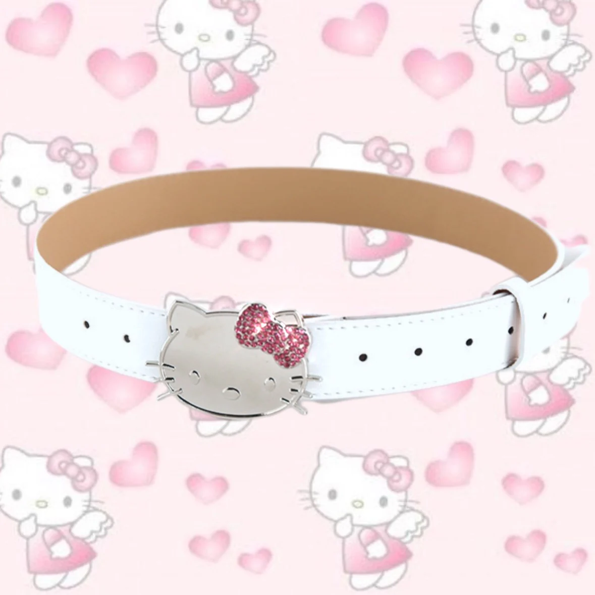 Kitty Faux Leather Belt (White)