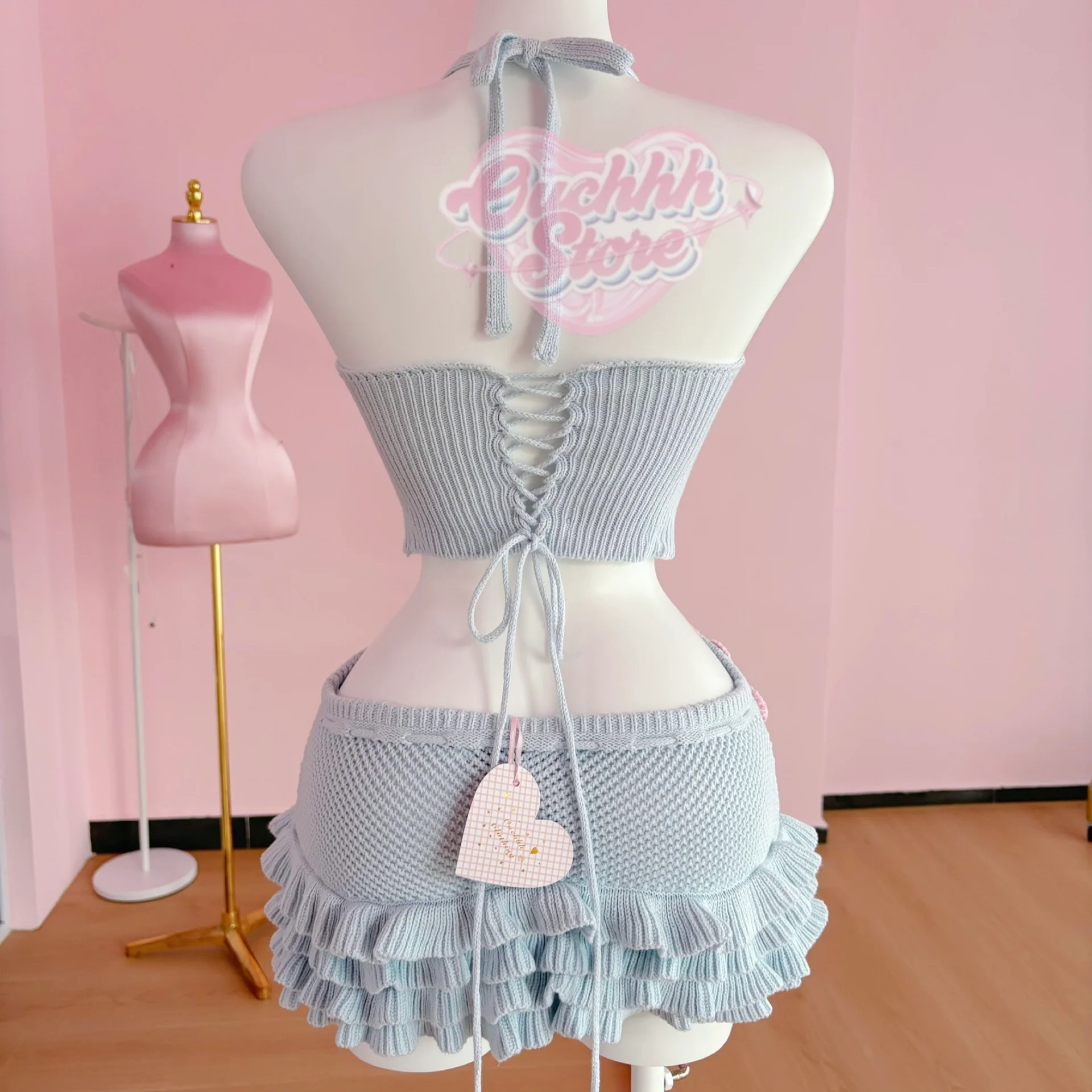 Hibiscus Kitty Crochet Set (Baby Blue)